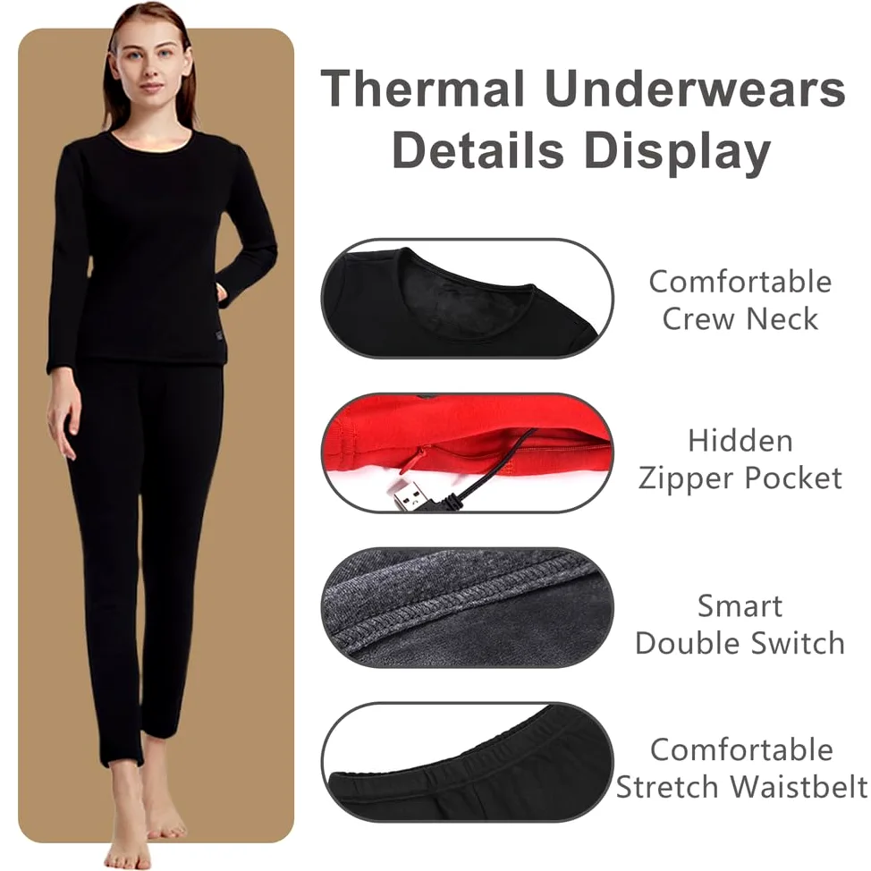 Camisa Térmica Interior Calentada para Mujeres, Top Térmico Eléctrico para Exterior con 3 Niveles de Calentamiento para Ciclismo, Esquí