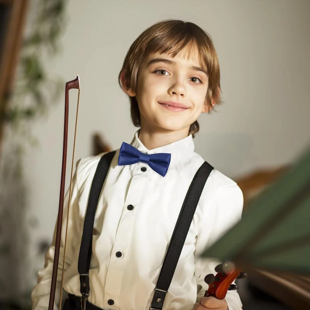 Corbata para Niños Ajustable de Seda Pre-Atada para Graduaciones y Bodas