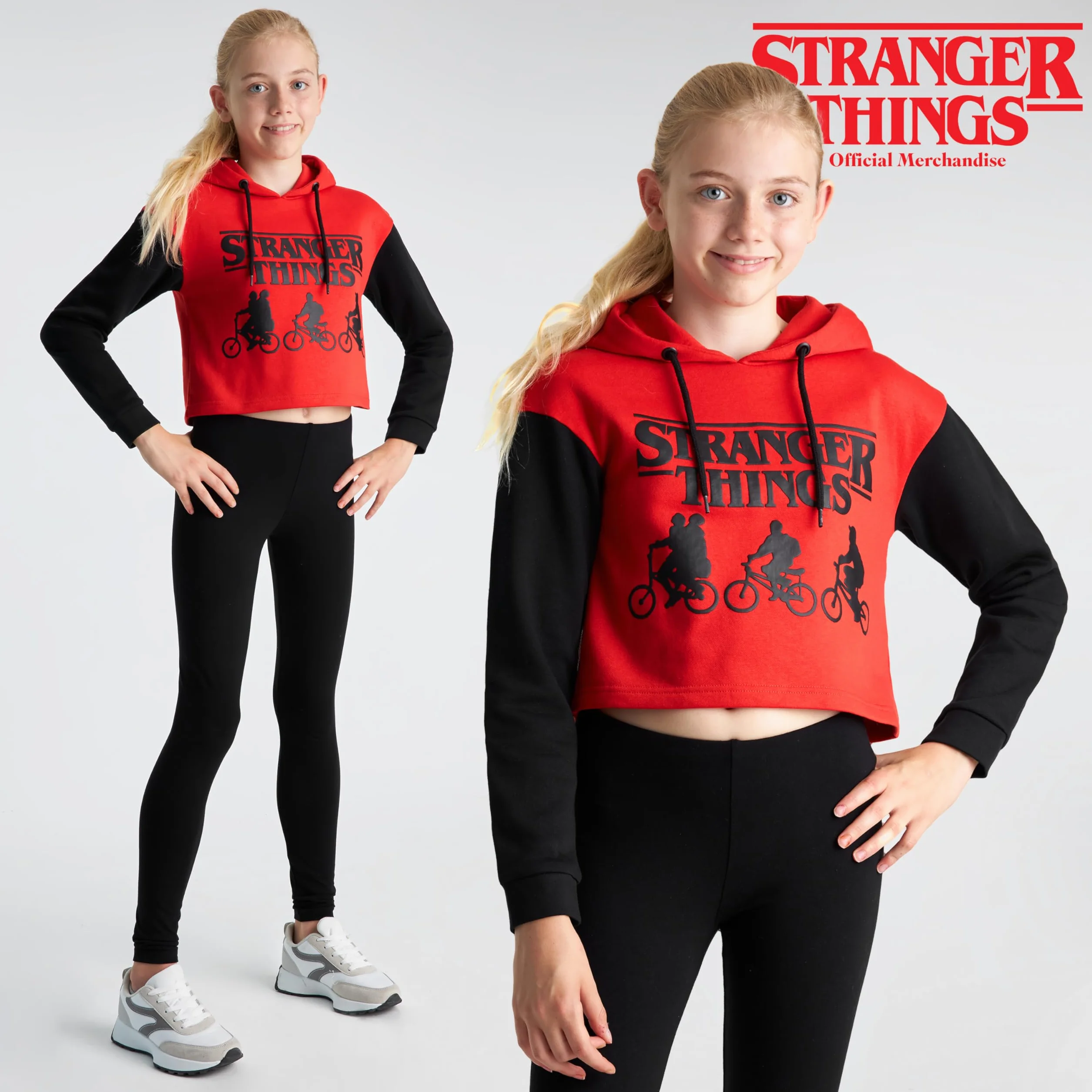 Stranger Things Sudadera Niña y Adolescentes 9-16 Años Sudadera con Capucha Regalos Cumpleaños Niños Colegio (Rojo/Negro, 14-15 Años)
