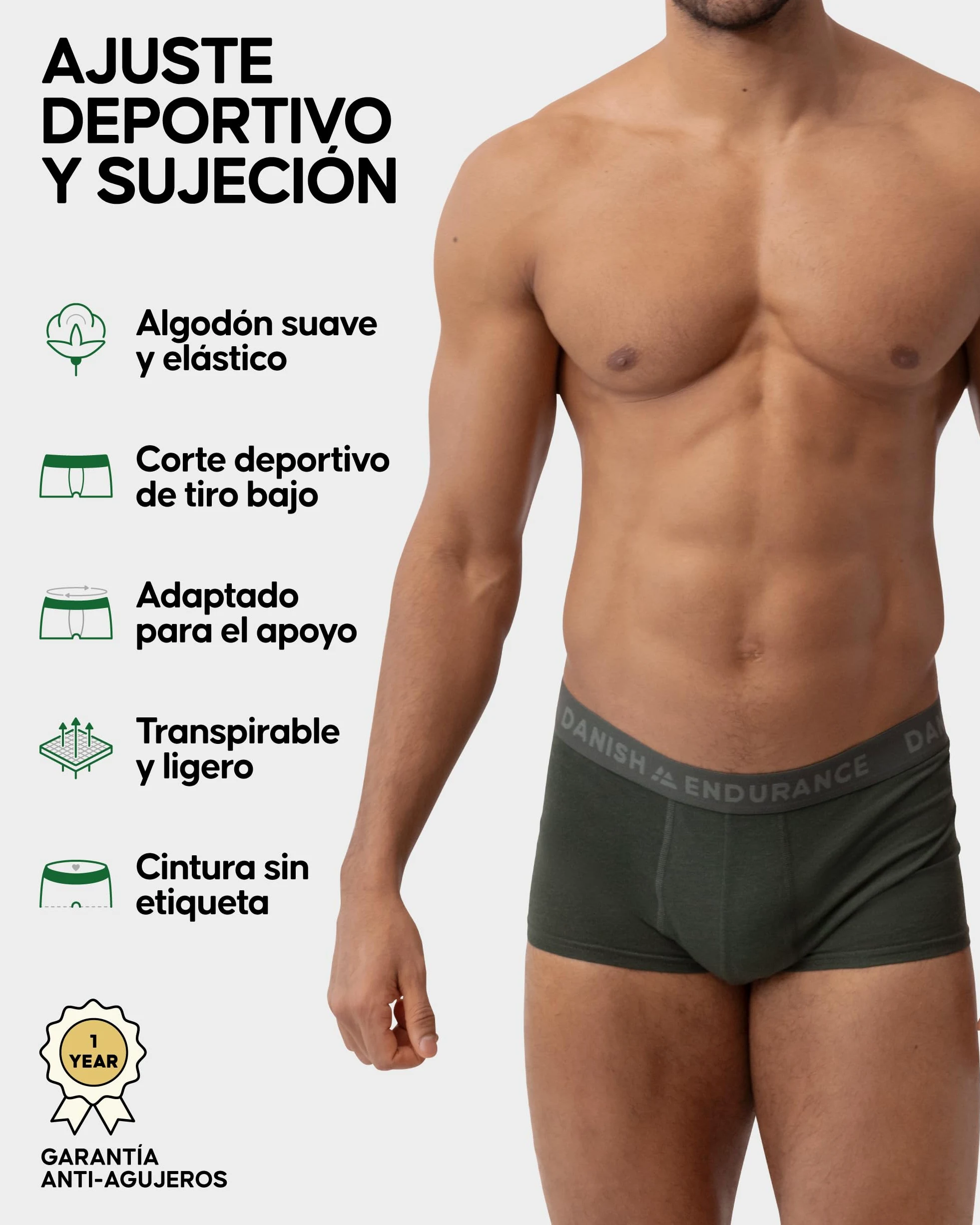 DANISH ENDURANCE Calzoncillos Boxer Hombre Cintura Baja, 6 Pack