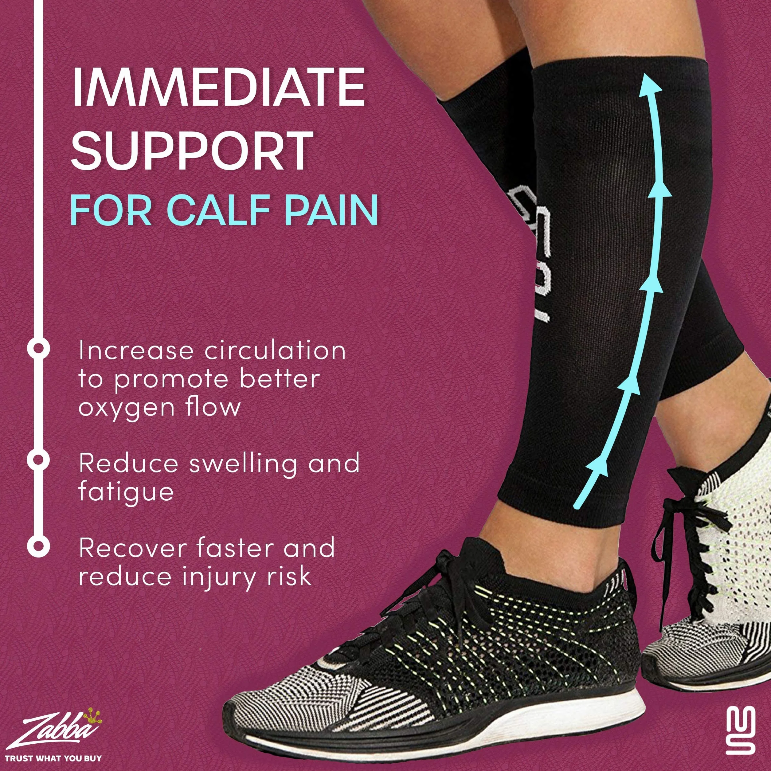 Modetro Sports Medias Compresivas - Manga de Compresión, Calcetines Unisex Compresivos para Dolor de gemelos, Calambres en la Pierna y Circulación, ideal para running