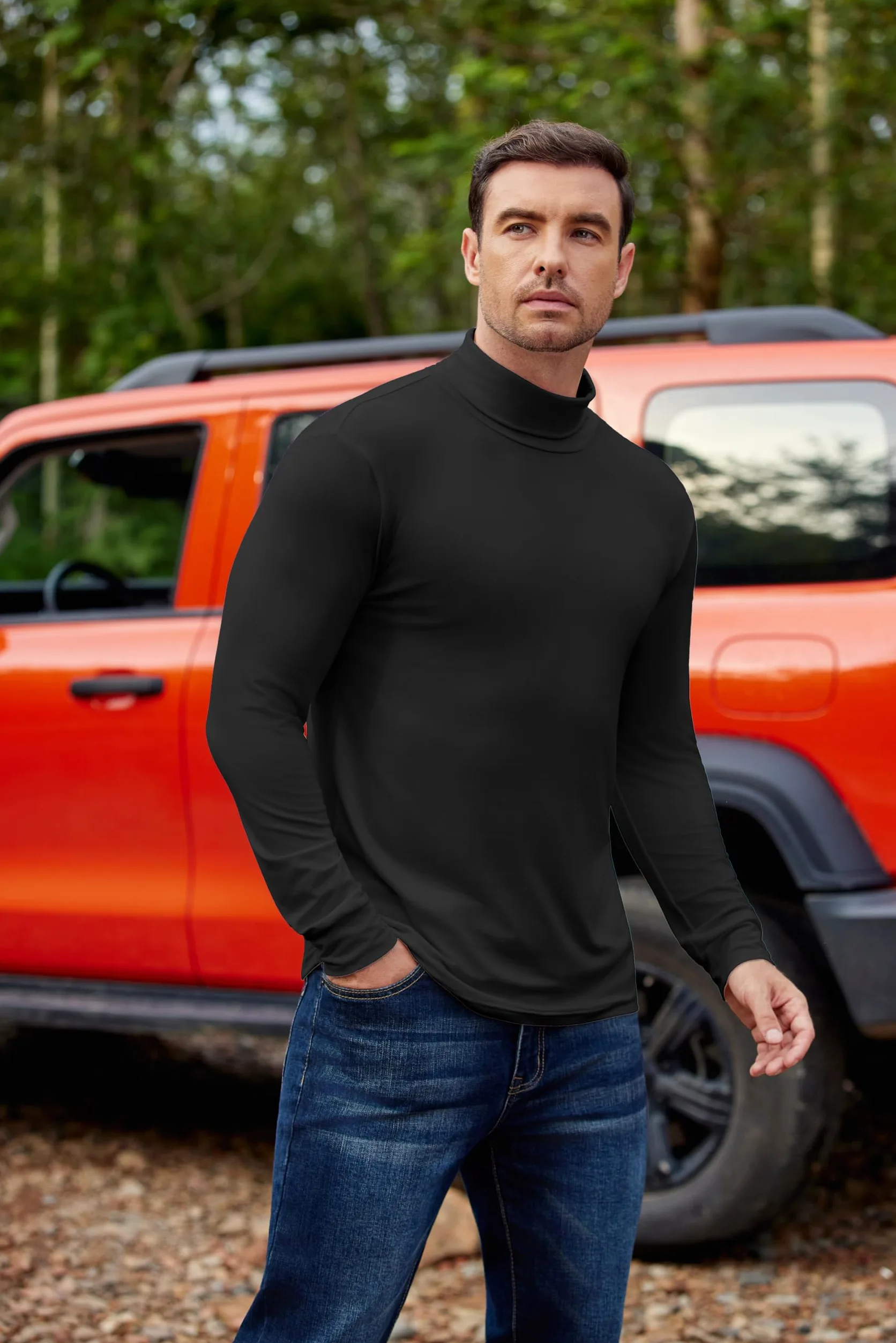 Ekouaer 3pcs Camiseta Interior térmica de Invierno para Hombre Camiseta de Manga Larga con Cuello Alto S-XXL