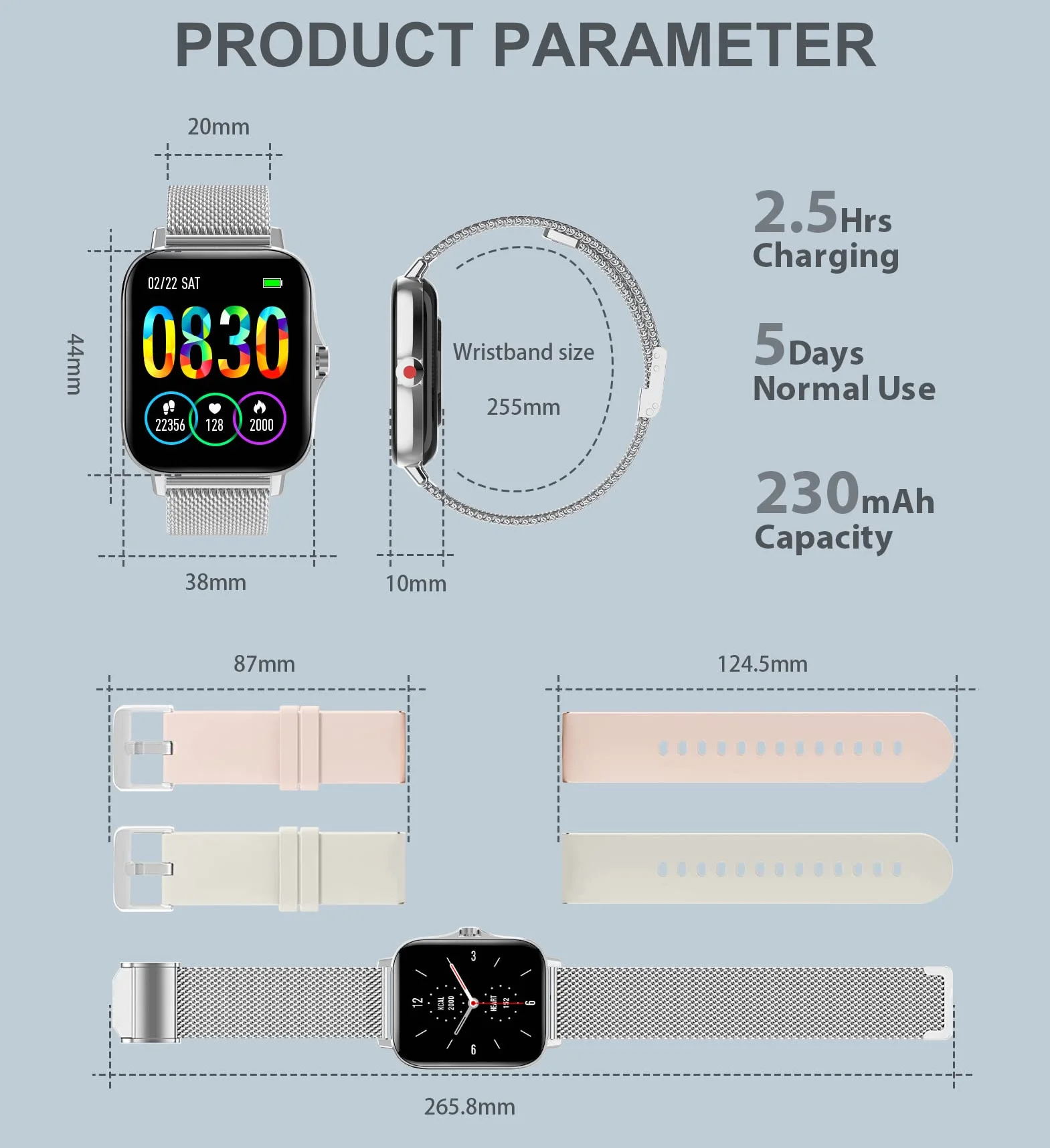 Reloj Inteligente Mujer con Llamadas, Smartwatch Mujer 3 Correas, 1,69" Reloj Deportivo Ritmo Cardíaco Oxígeno Sanguíneo Sueño Reloj Digital Pulsera Actividad Android iPhone (Blanco)