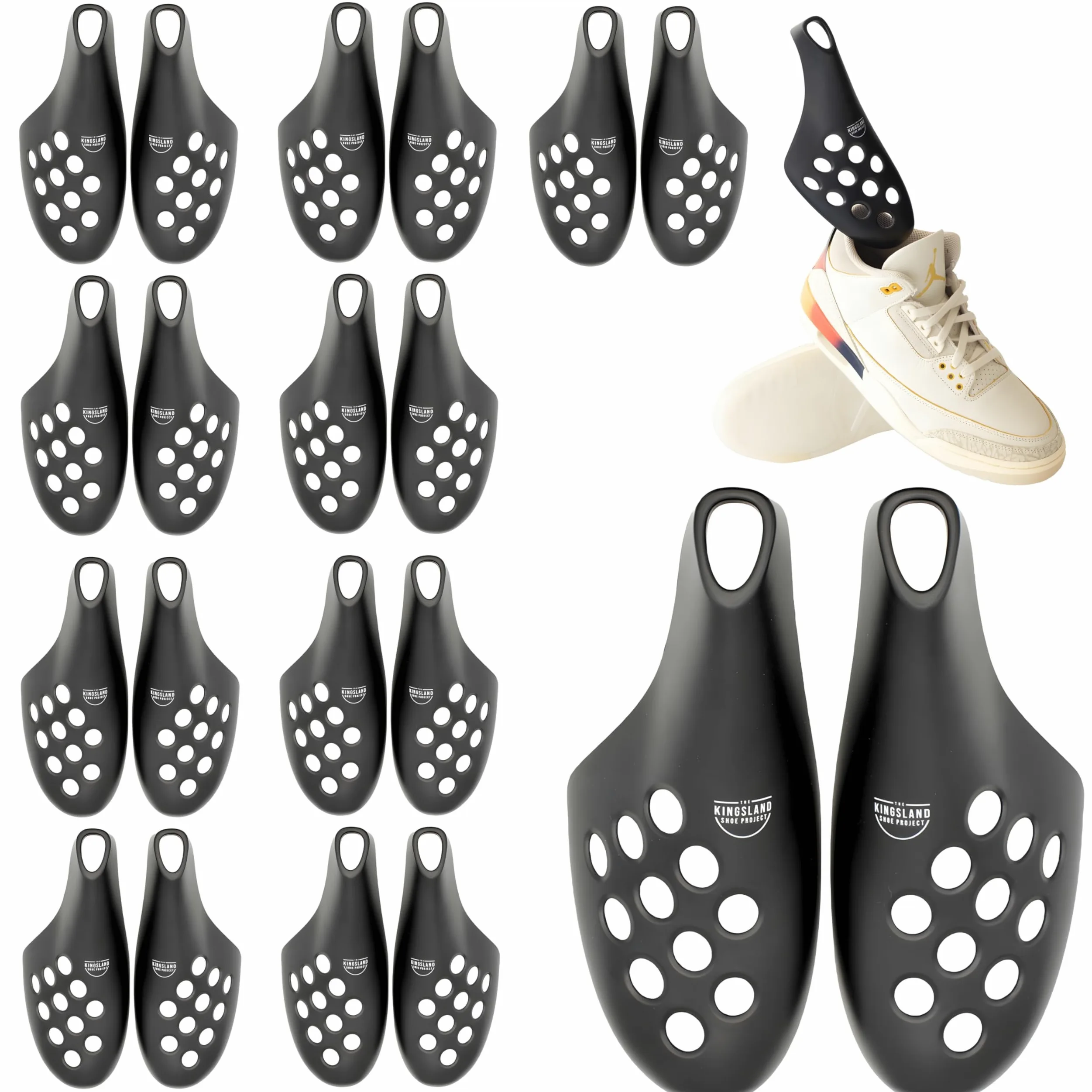 The Kingsland Shoe Project Hormas para Zapatos Hombre/Mujer – Fresh Flow Hormas de Plástico de Viaje para Zapatillas y Botas - Pack de 10 Grandes