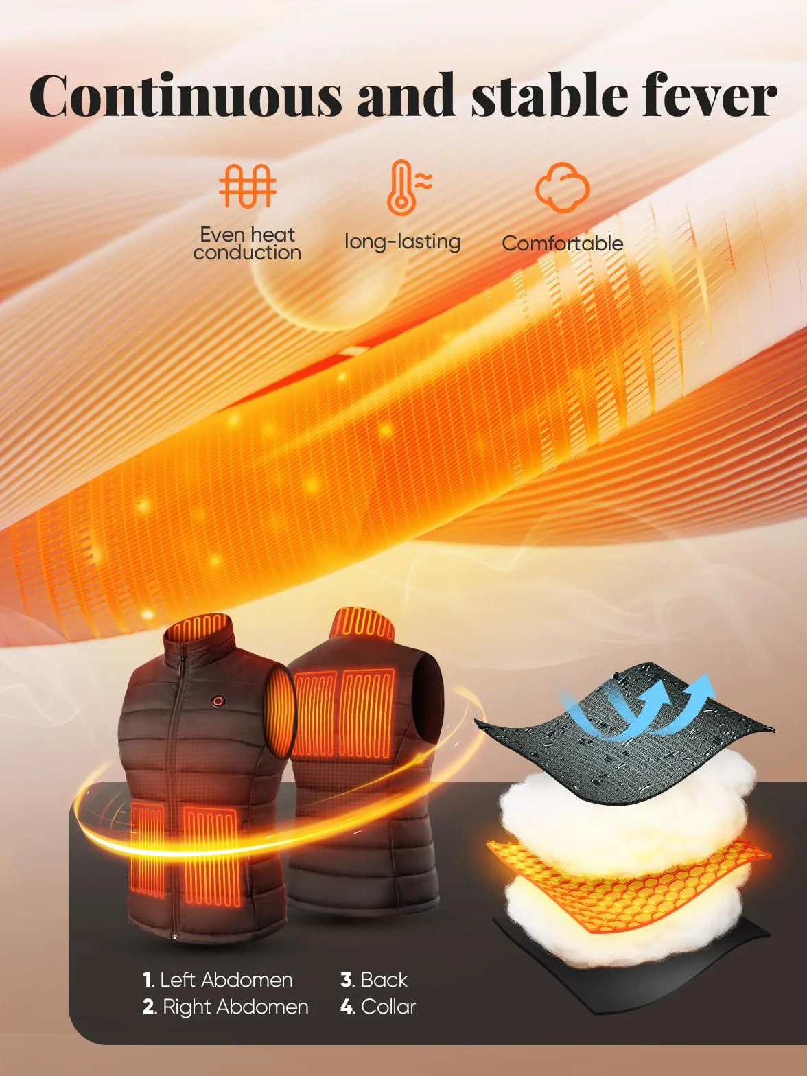 POSUGEAR Chaleco Calefactable Mujer con Batería 12V 12000mAh Bluetooth Ligero Cálido Térmico Exteriores