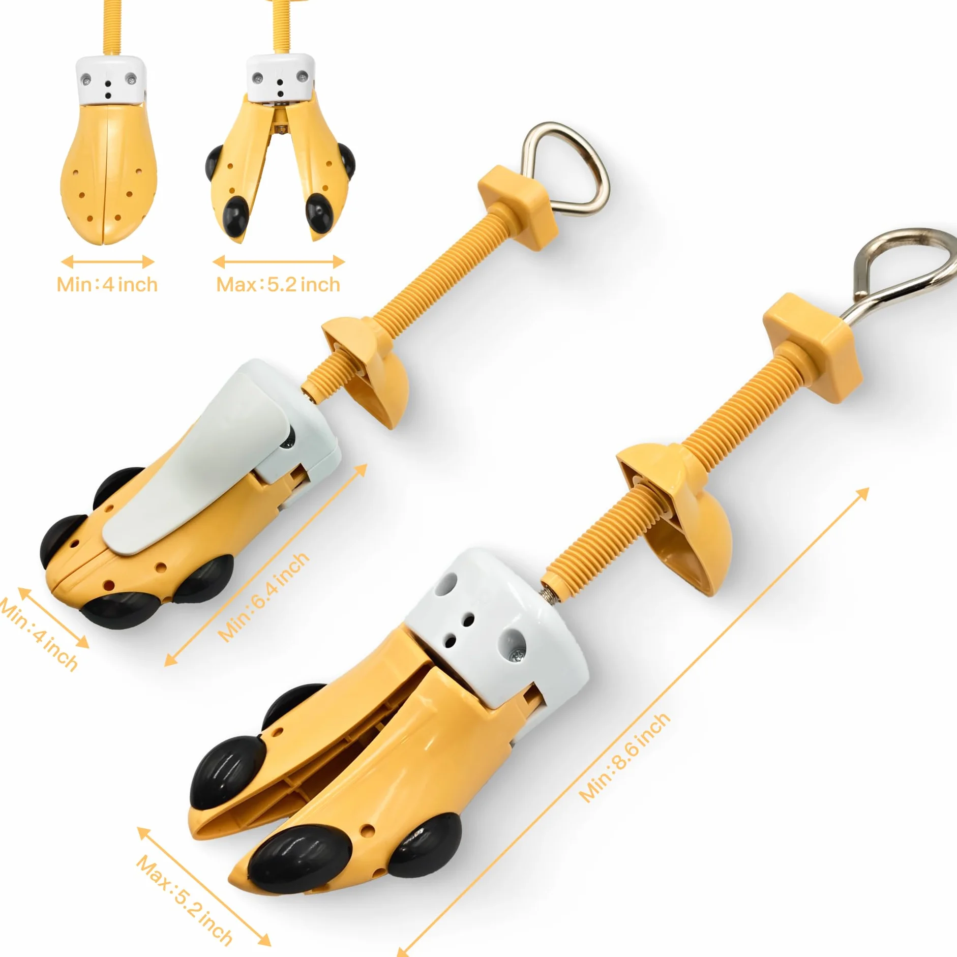 JJDPARTS Estirador de zapatos para mujeres y hombres, par de expansores de zapatos de 4 vías, longitud y ancho ajustables