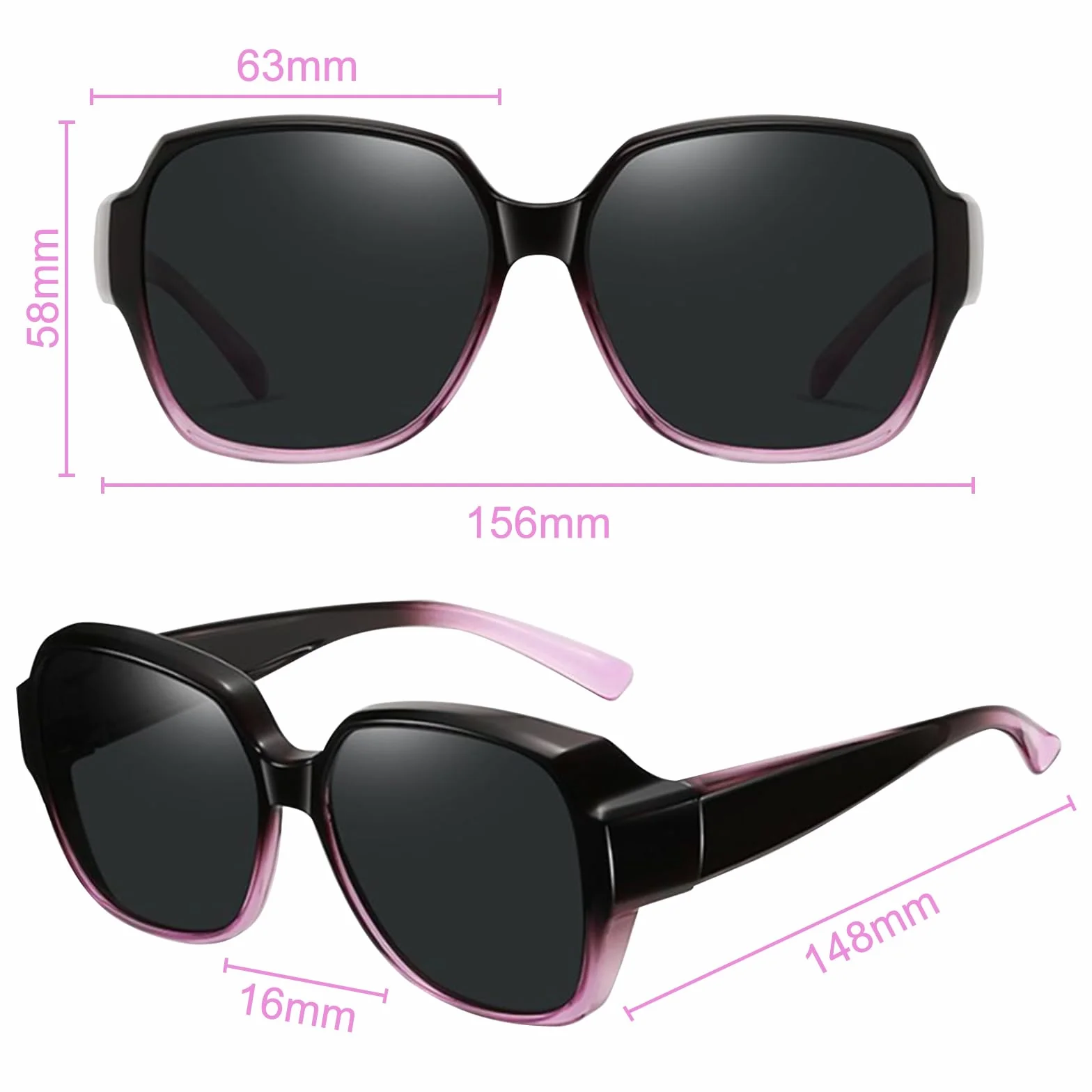 Gafas de Sol Polarizadas para Mujer Hombre Protección UV 2Pcs