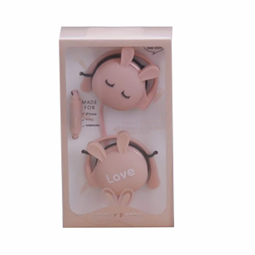 Dibujos animados Animal Ear Hook 2.5mm Wired Auricular Deporte Correr Auriculares Estéreo Niños Niñas Auriculares Rosa