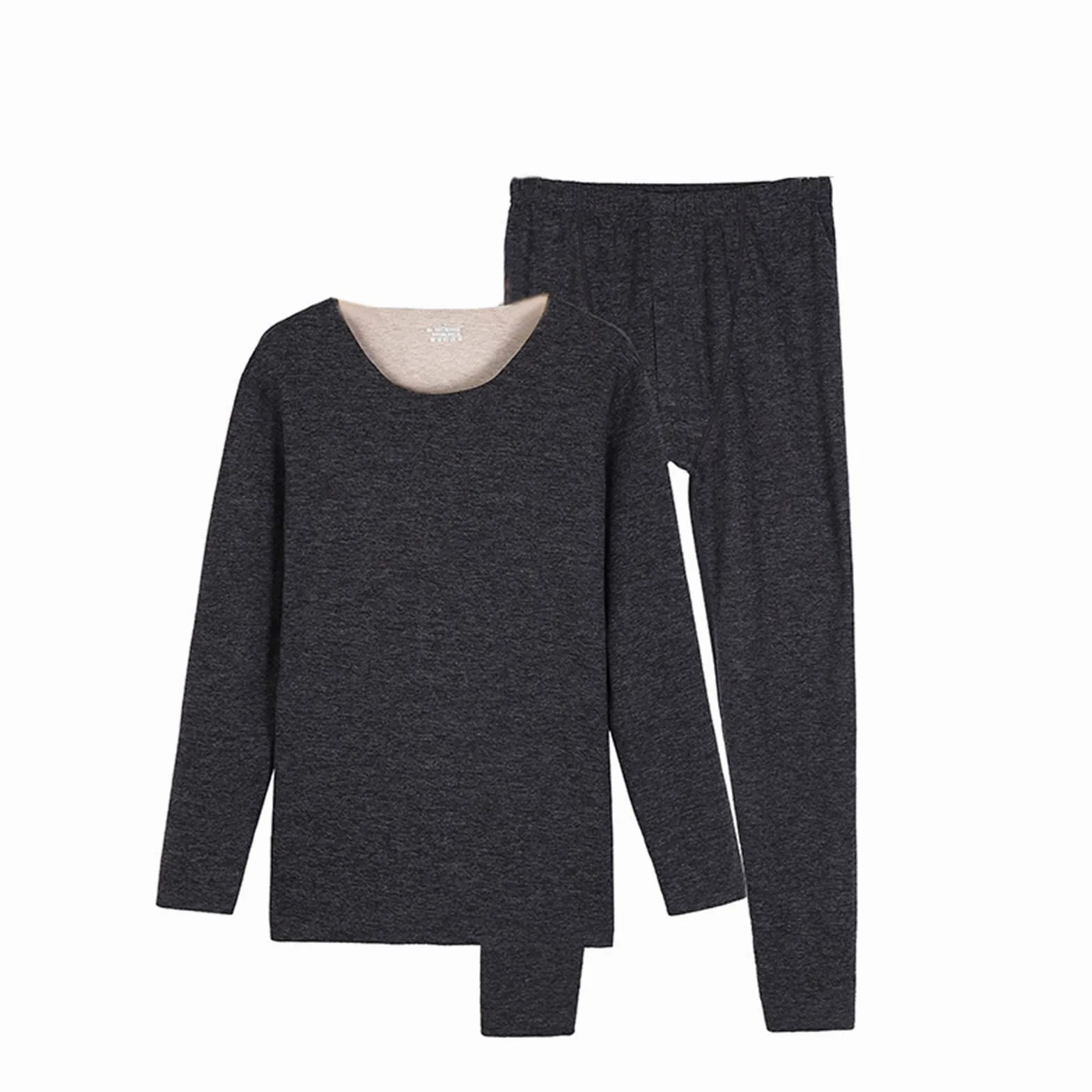 Hombre Ropa Interior Térmica Interior, Poliéster Conjuntos Térmicos Gris Oscuro, Camiseta y Pantalon Termica Manga Larga Múltiples Tamaños