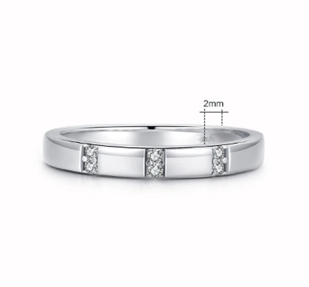 Unisize - Anillo de compromiso cuadrado de plata con diamante de corte redondo y platino 950, talla 63 (20,1)