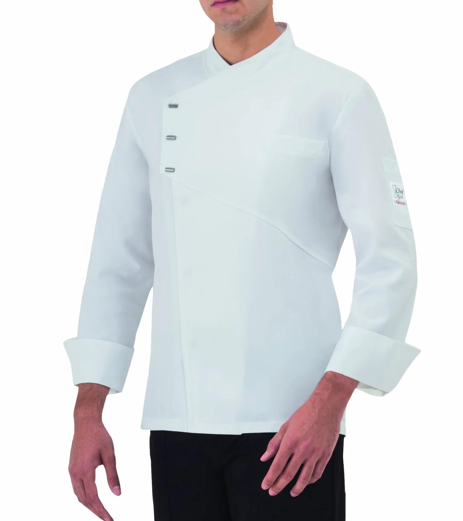 GIBLOR'S Art. 20P08G958 Chaqueta de cocinero Emanuel con botones a presión color azul, alta calidad, novedad 2020, Color blanco., S