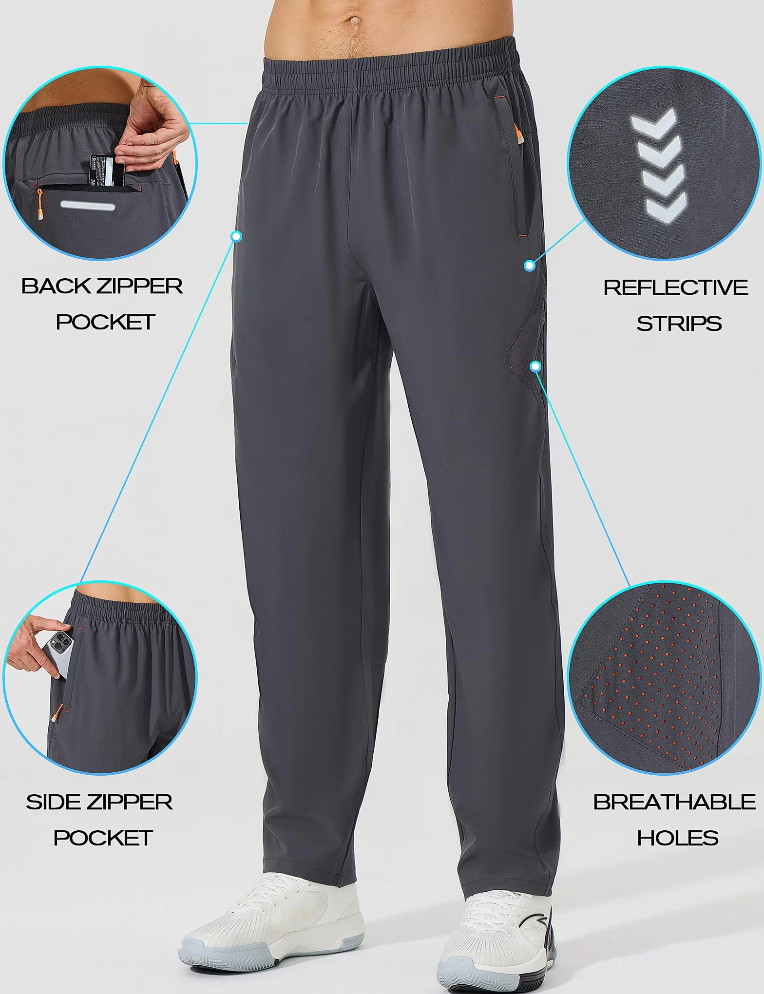 Pantalones Deportivos para Hombre Cintura Elástica Cordón Bolsillos Cremallera