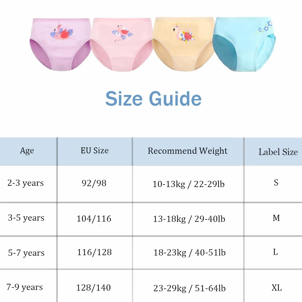 FedMois Pack de 8 Bragas Algodón de Niña Ropa Interior con Diseño de Animal 2-9 Años