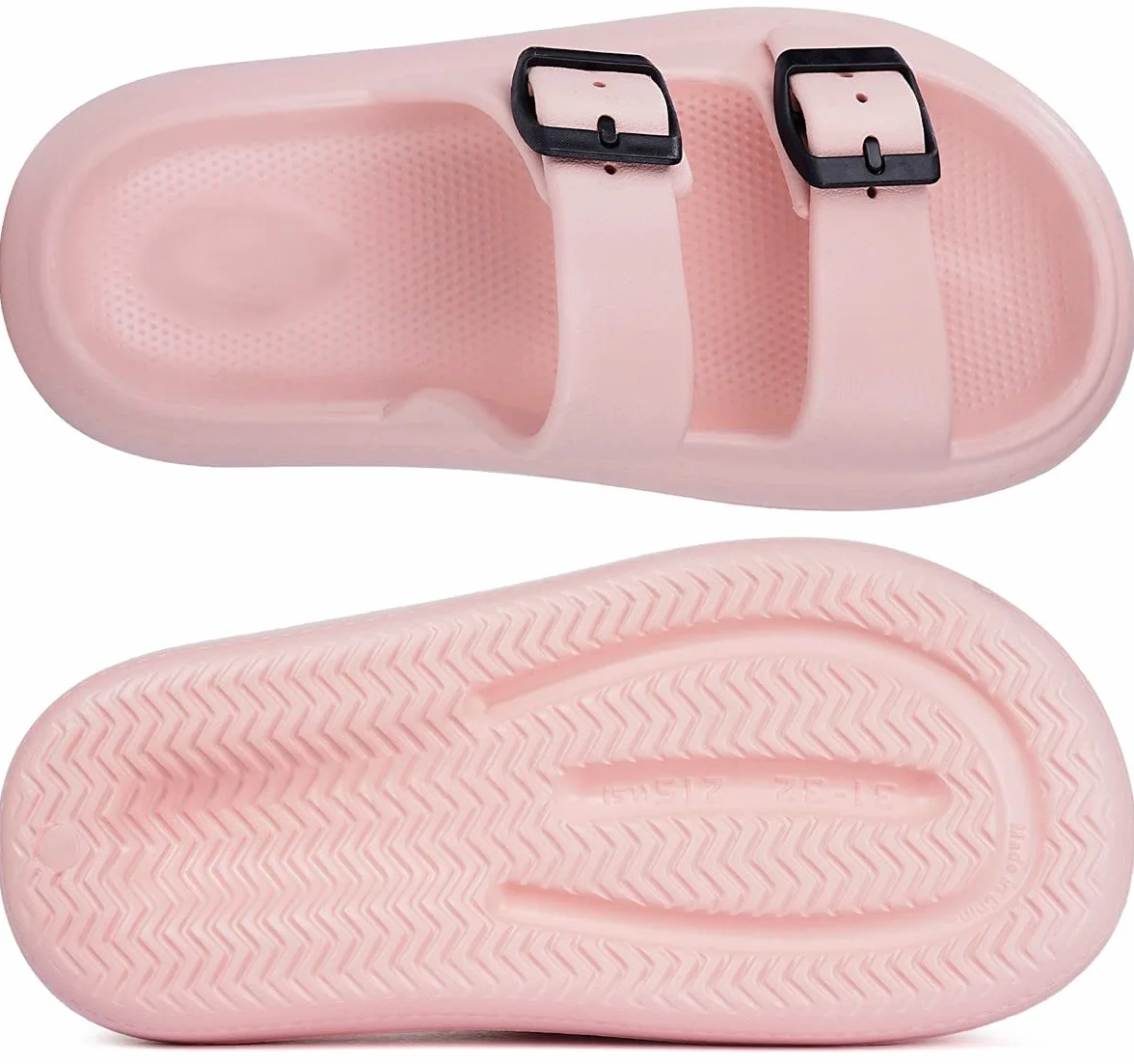 Gaatpot Zapatilla de Baño Niños Niña Chanclas Zapatos de Playa y Piscina Ajustable Doble Hebilla Sandalias Antideslizantes Rosa 33/34 EU