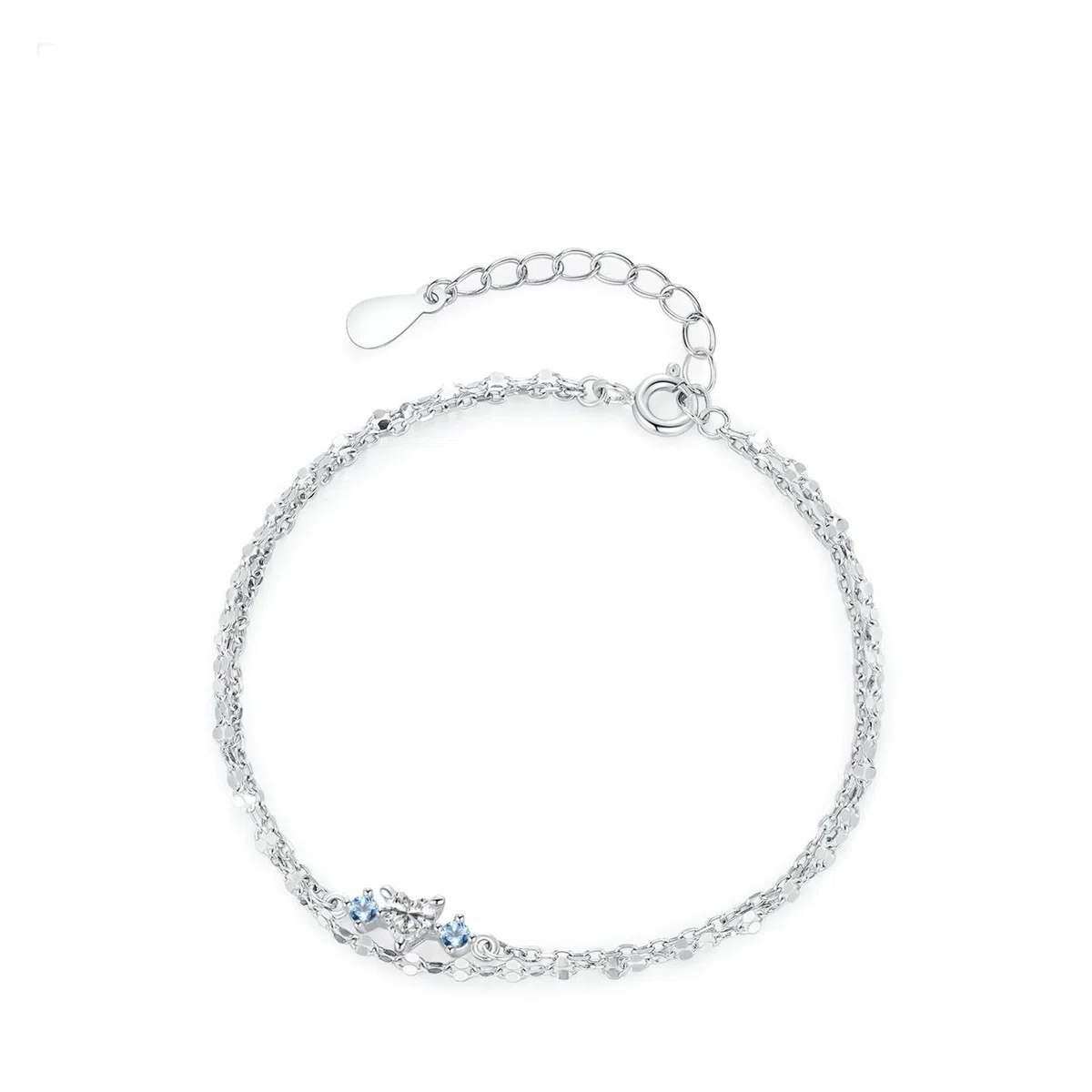 Pulsera de promesa, elegante pulsera de cadena de doble capa con corazón moissanita, bonitos regalos para mujer