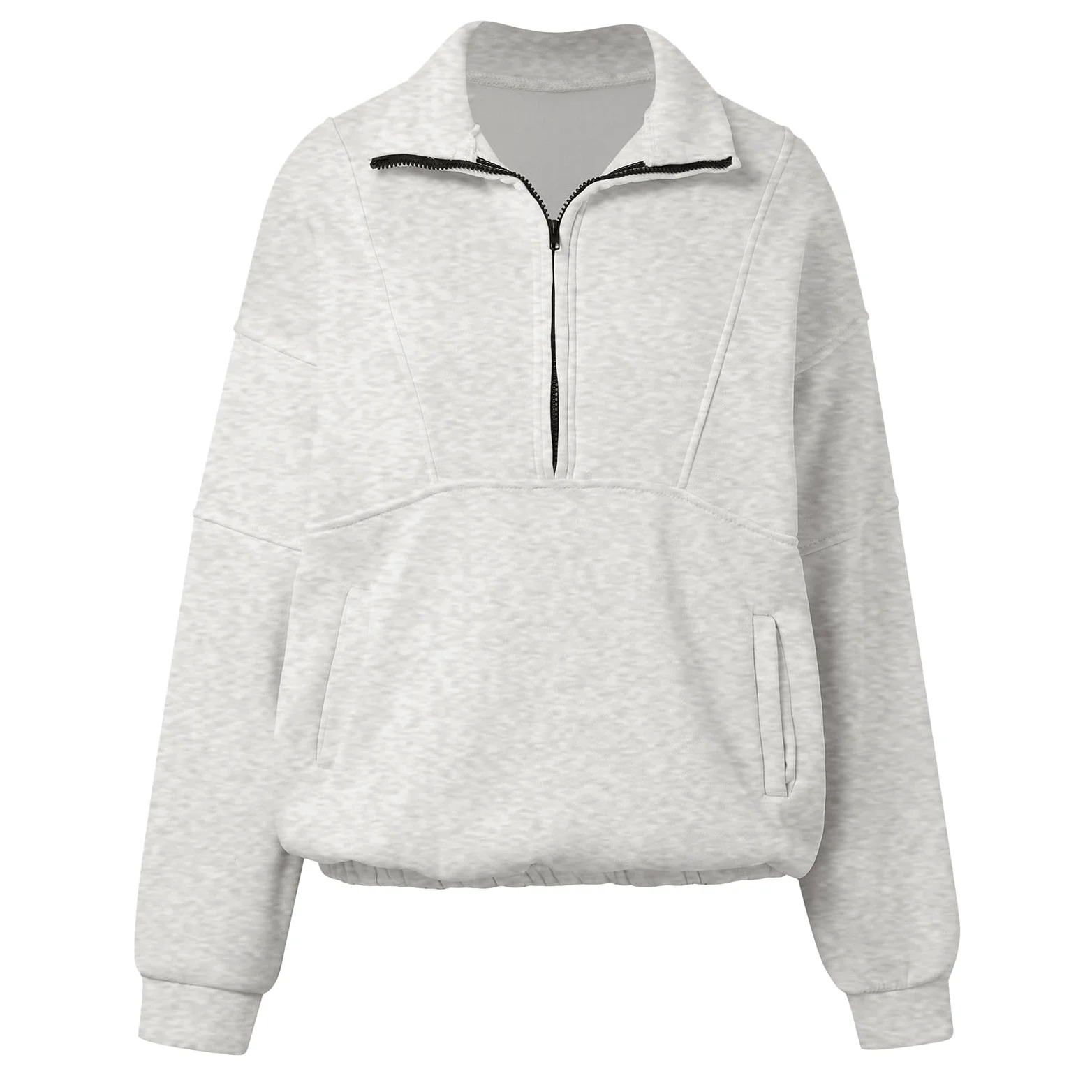 Sudaderas de moda con media cremallera para mujer, casual, manga larga, cuello con cremallera de un cuarto, trajes de invierno y otoño, cuello alto, ajuste holgado, lindas camisetas cómodas para mujer