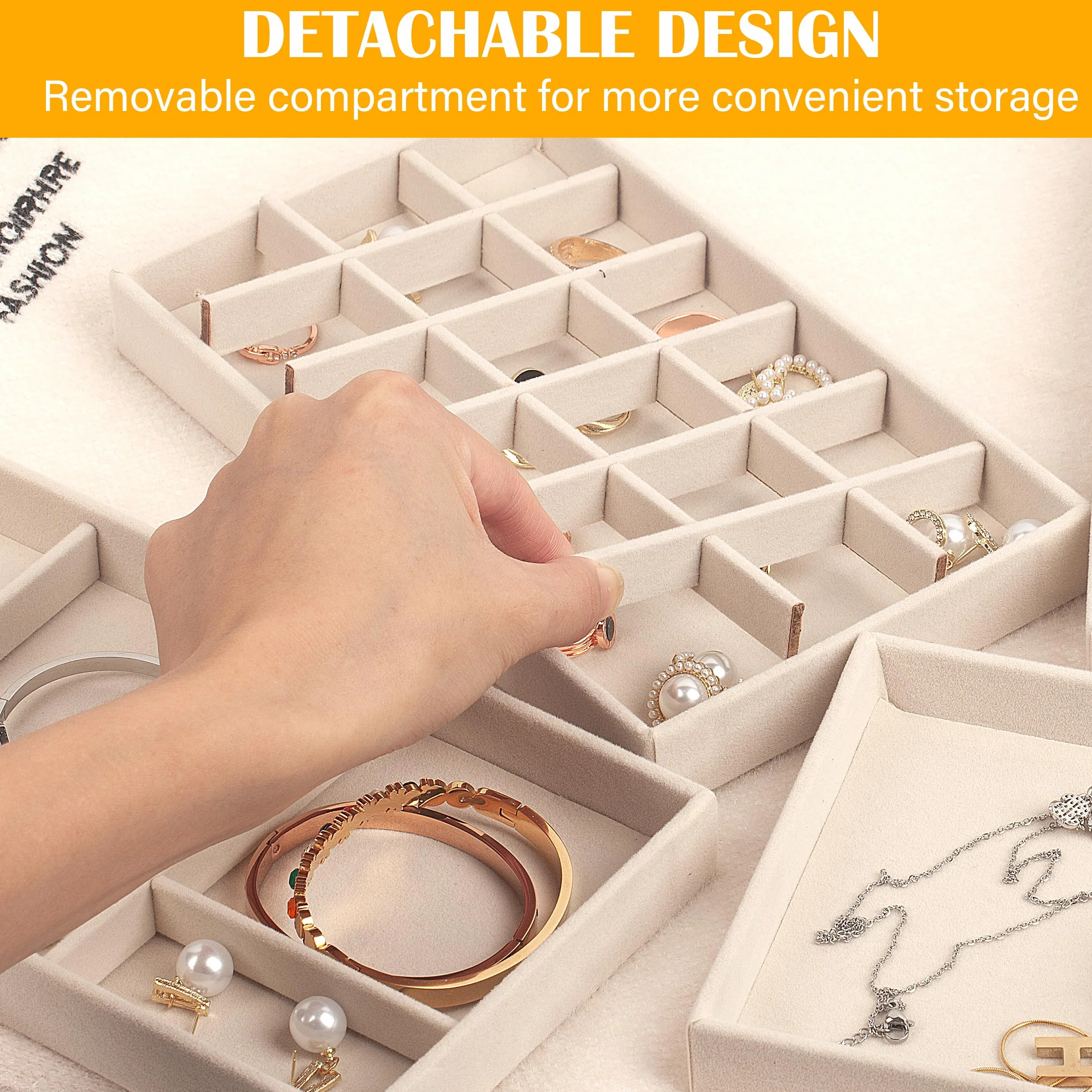 Schmuck Organizers,Schmucktablett,Schmuckaufbewahrung schublade, Schmuckeinsatz für Schubladen,Schmucktablett Stapelbar,Zum Aufbewahrung und Präseneren Von Ohrringe