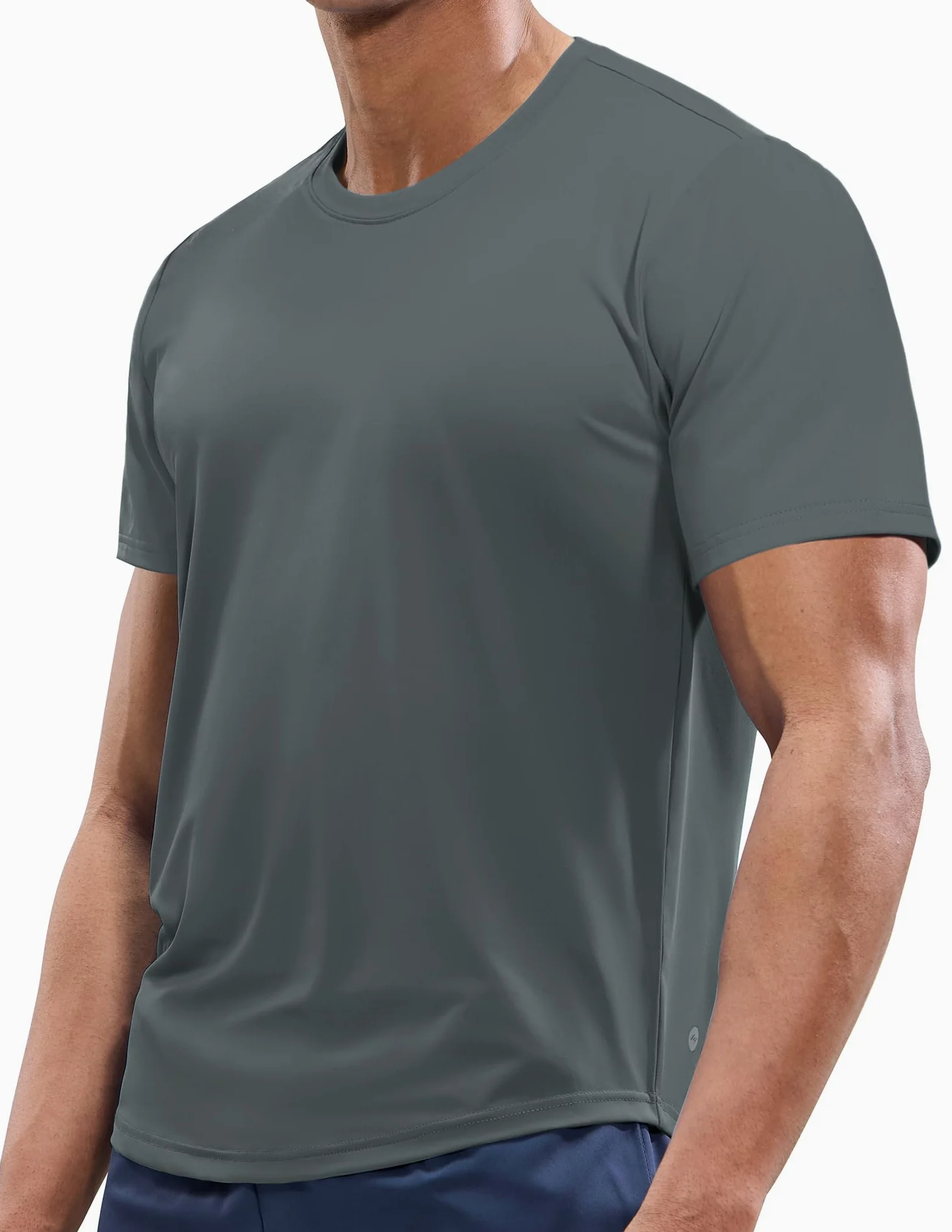 MIER Camisetas de entrenamiento para hombre, ajuste seco, manga corta, atlético, gimnasio, correr, ligeras, de poliéster, UPF 50+