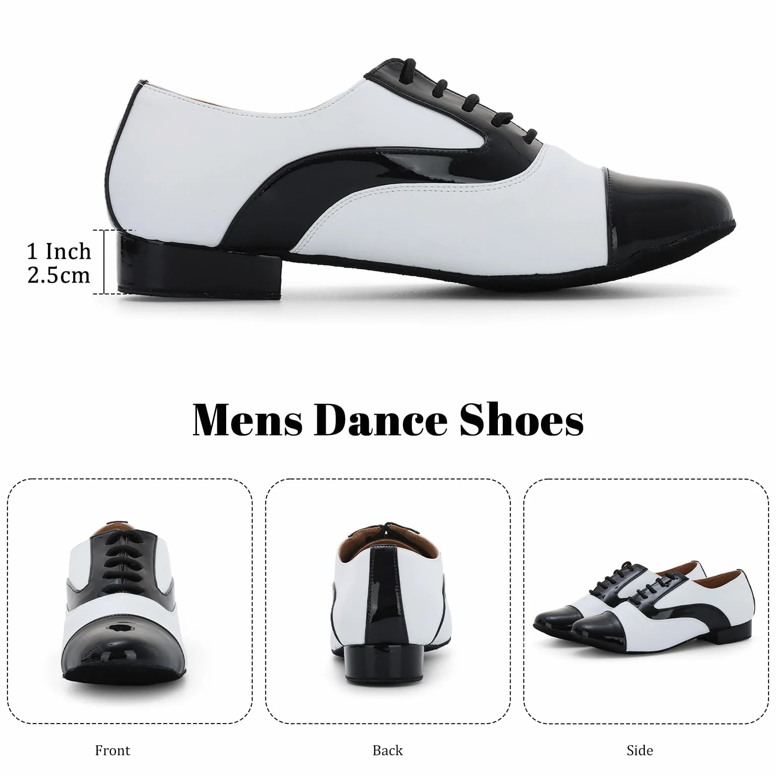 Zapatos de Baile Sintético para Latino Hombre Salsa de Tacón Bajo Práctica Danza Zapatos 2.5 cm,Negro