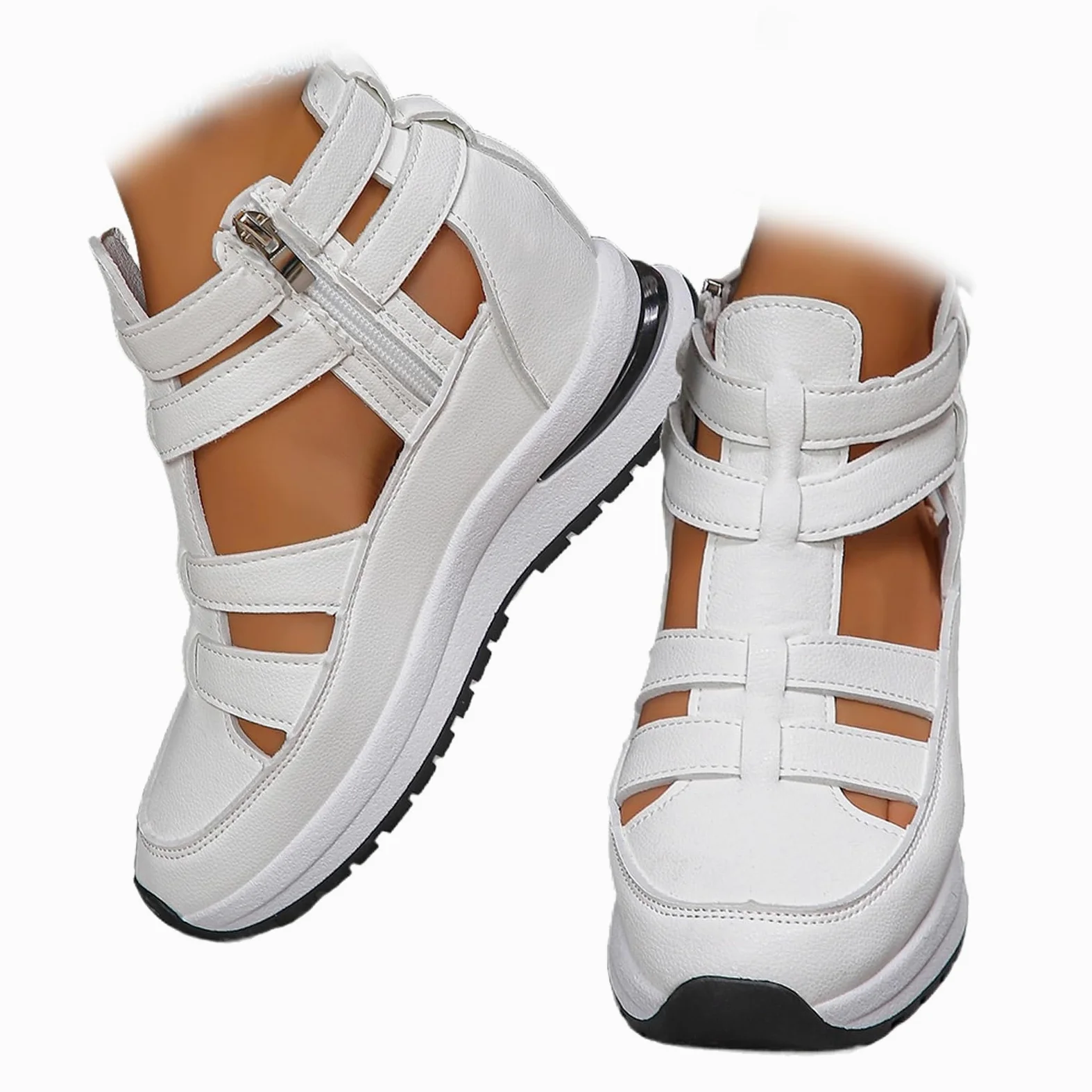 Sandalias para mujer, transpirables, sandalias de tacón para mujer, sandalias de punta cerrada, sandalias romanas de gladiador de verano