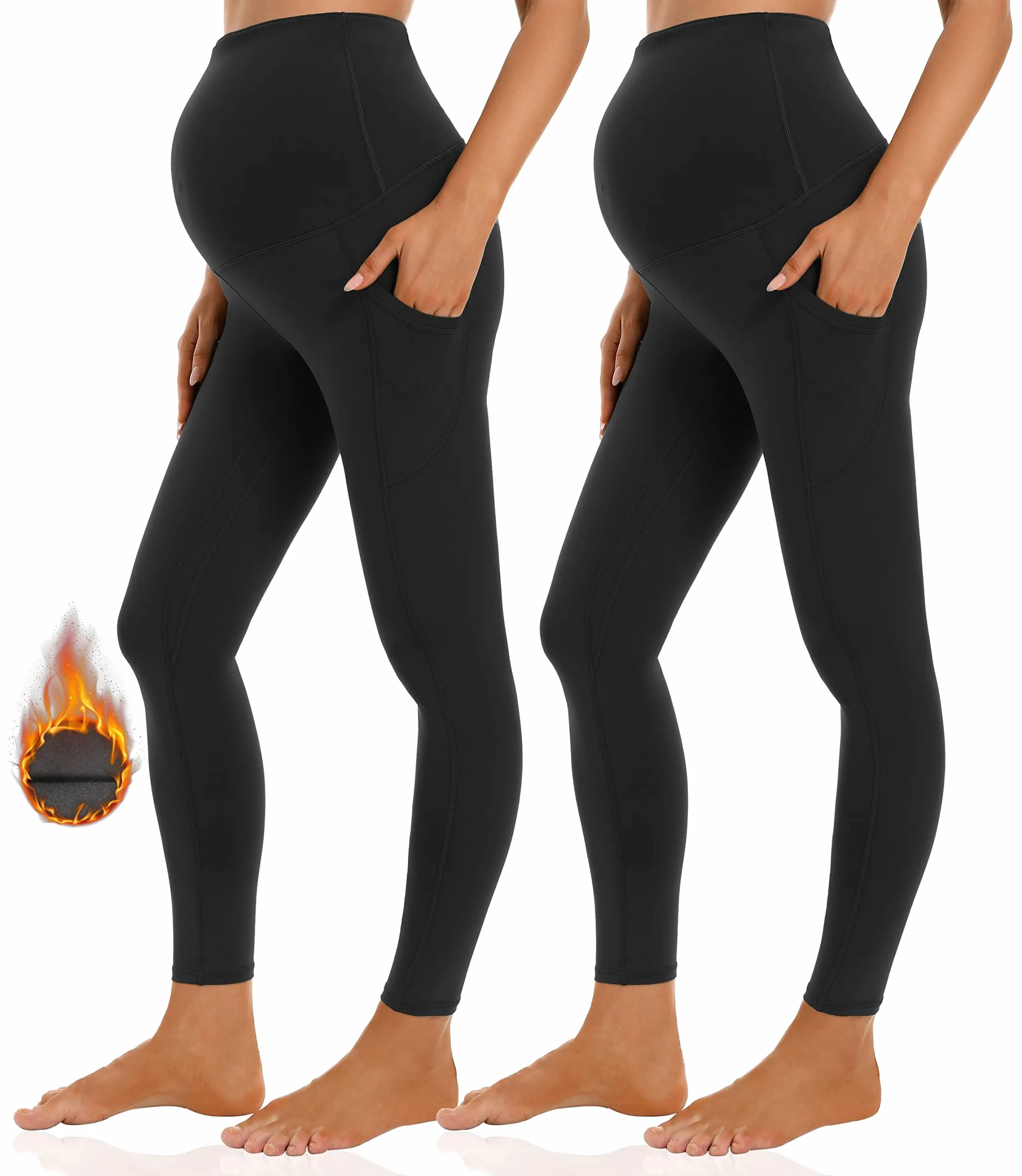 Leggings de maternidad para mujer con bolsillos, opacos, largos, elásticos, para maternidad, para embarazo, leggings de maternidad