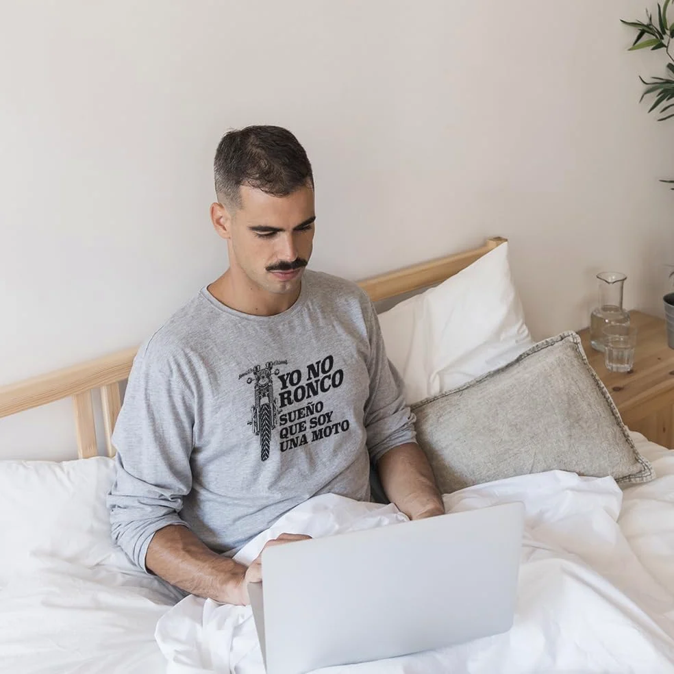 Pijama para Hombre Ronco sueño Moto Muy Comodo Ropa Dormir de Algodon ronquidos