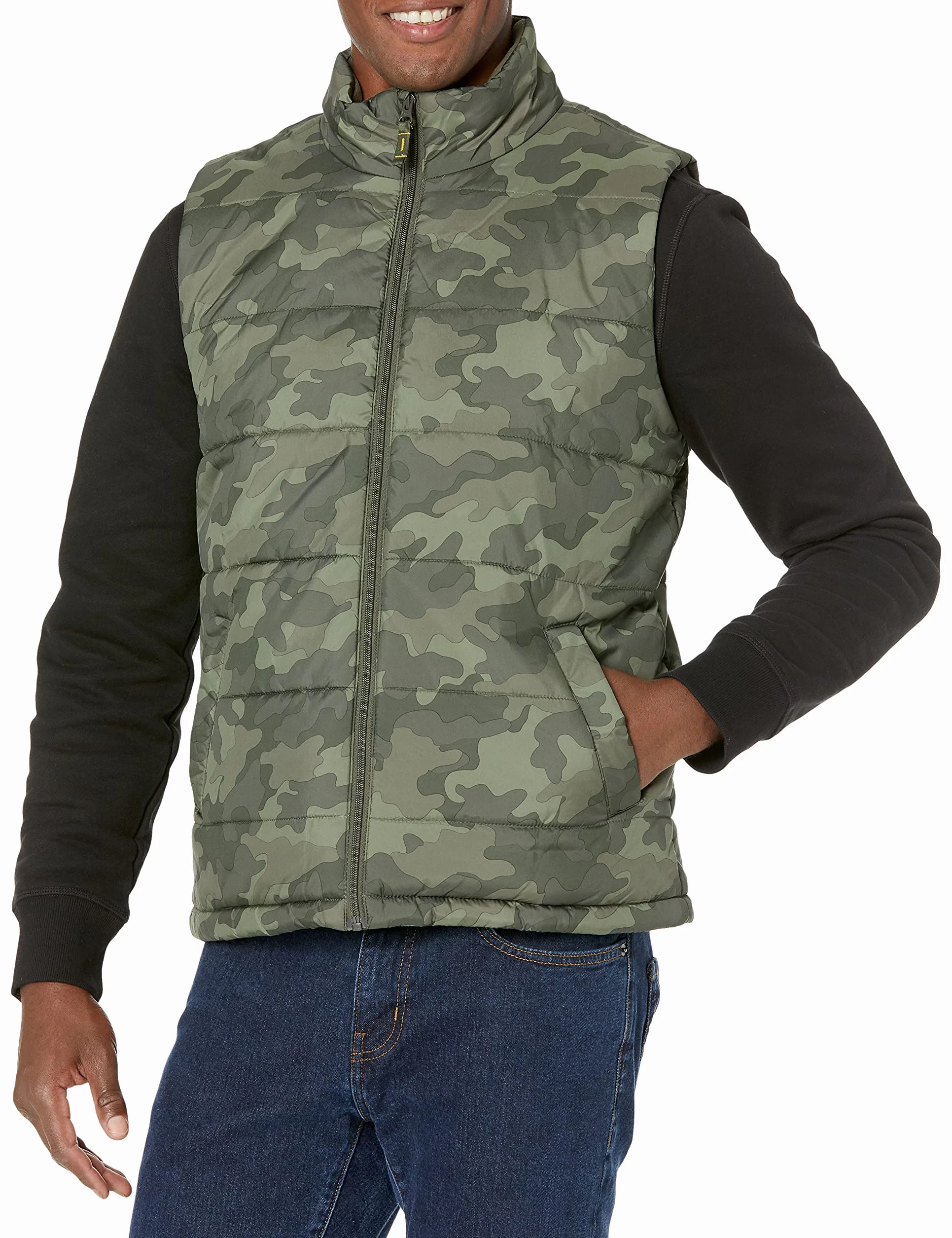 Amazon Essentials Hombre Chaleco Acolchado Aislante con Forro Polar de Peso Medio