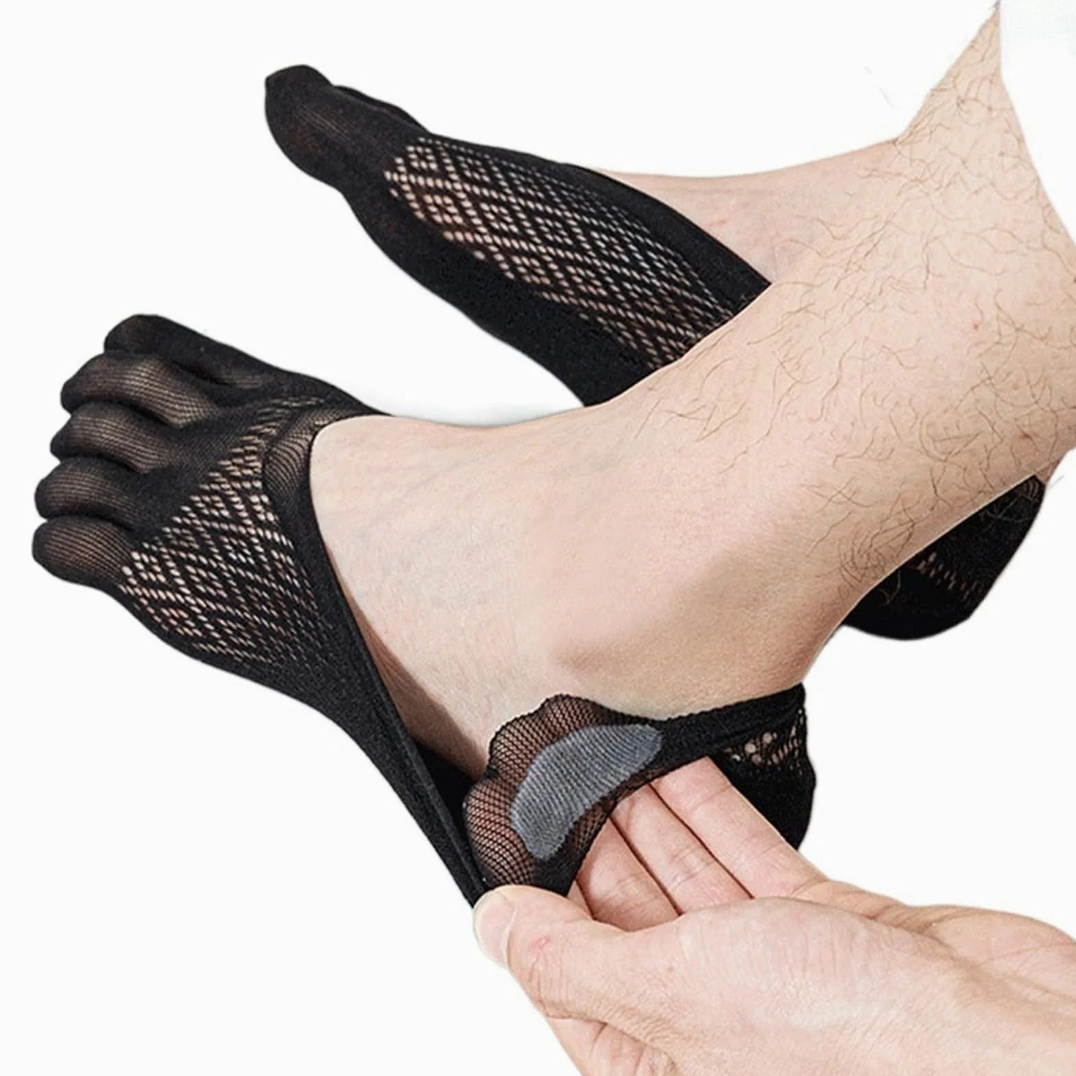 ERICAT 5 pares de calcetines de verano para hombre, ultrafinos, transpirables, invisibles, calcetines tobilleros para hombre, 5 gris oscuro, EU 37-45