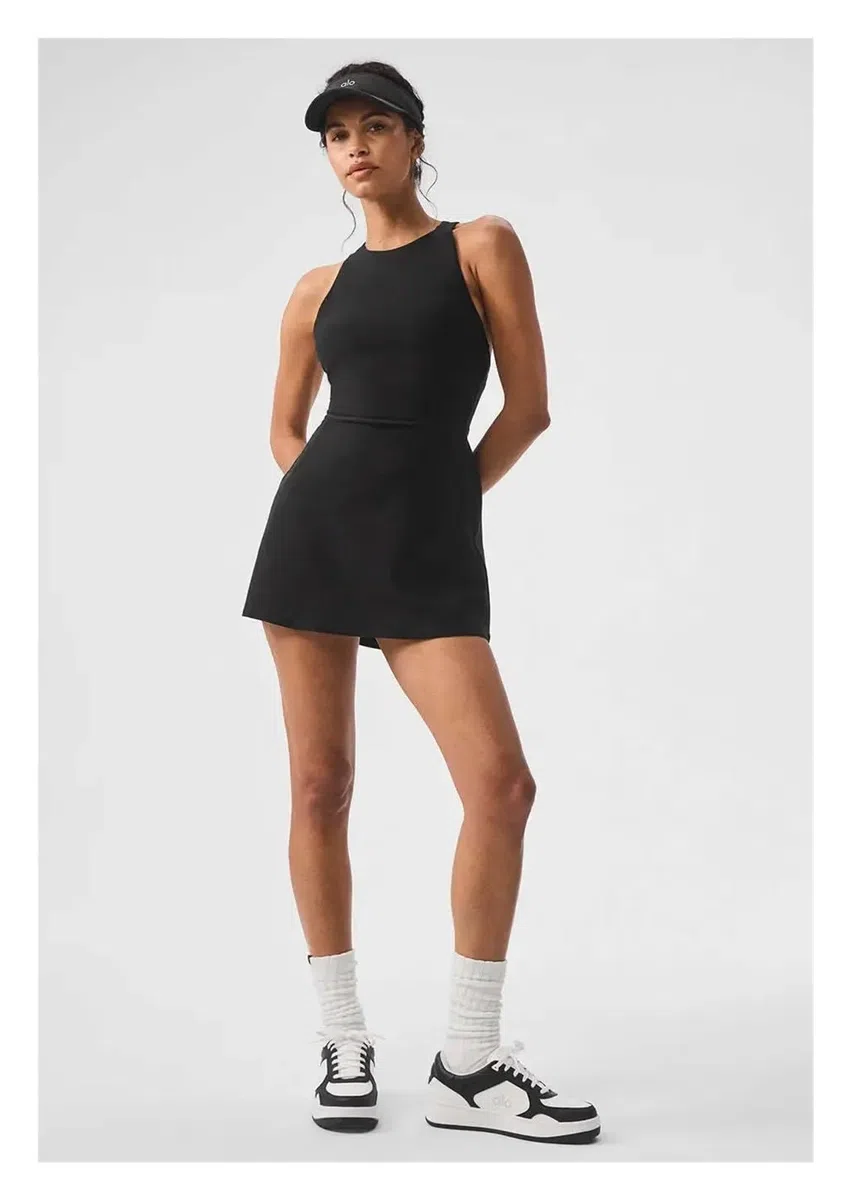 Vestido Deportivo Falda de Yoga, Minifalda Deportiva Tenis, Almohadilla Pecho extraíble, Ropa for Exteriores, Verano Vestido Padel Mujer(Red,S)