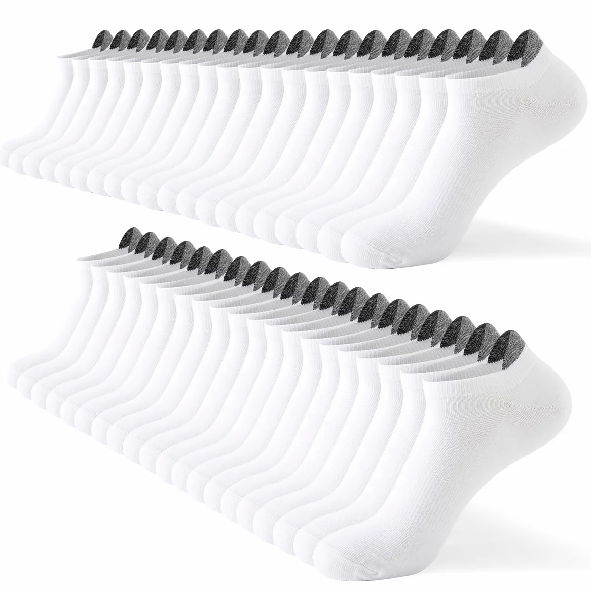 JOYNÉE Calcetines cortos informales para hombre, 20 pares, Blanco (20 pares), talla única