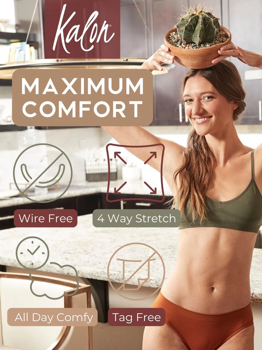 Kalon Bralette Deportivo sin Costuras, sin Costuras, con Espalda Cruzada, para Mujer, Paquete de 4 Unidades