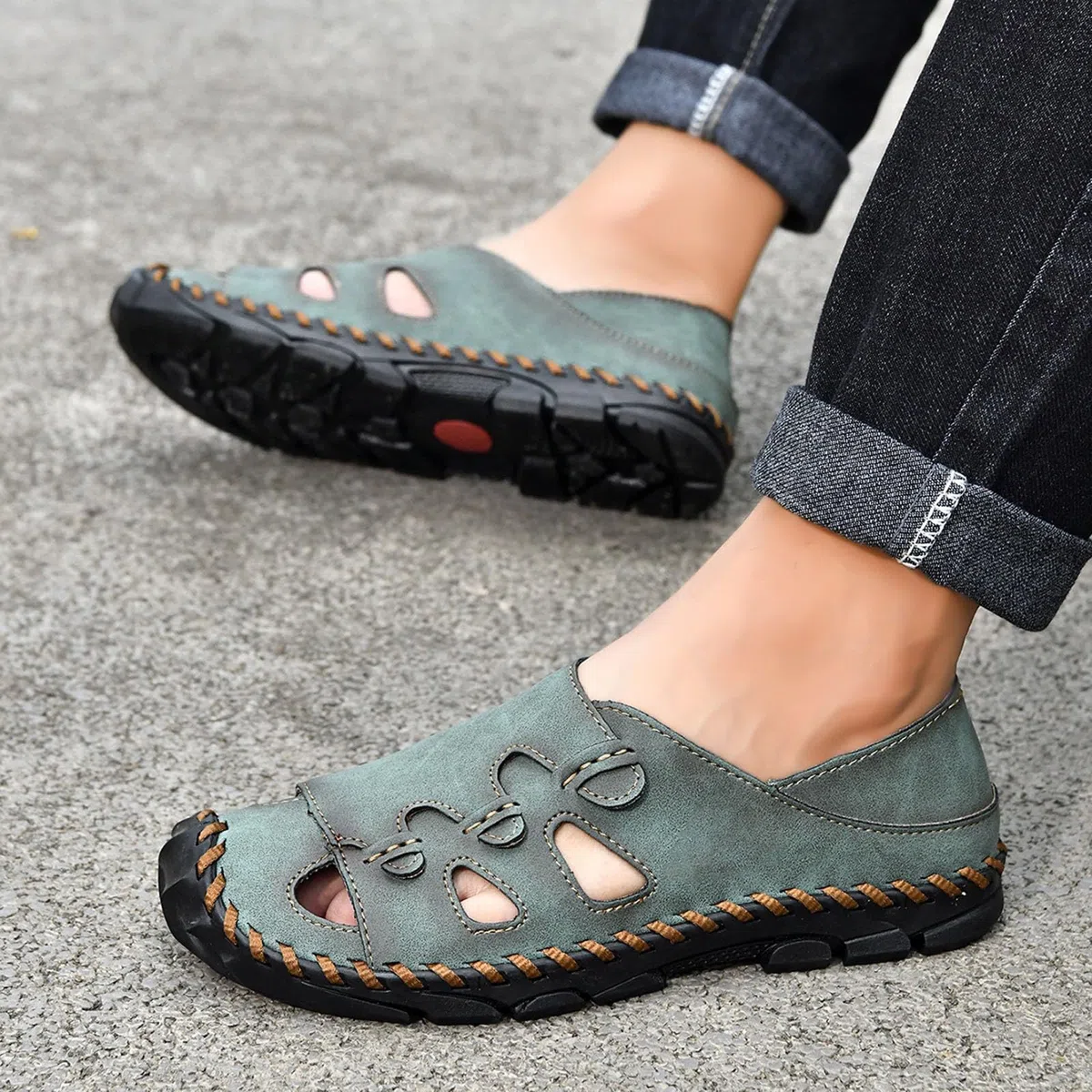 Sandalias Verano Hombre-Sandalias de verano con punta abierta, transpirables, informales, para caminar, ligeras, para la playa, cómodas para viajar.