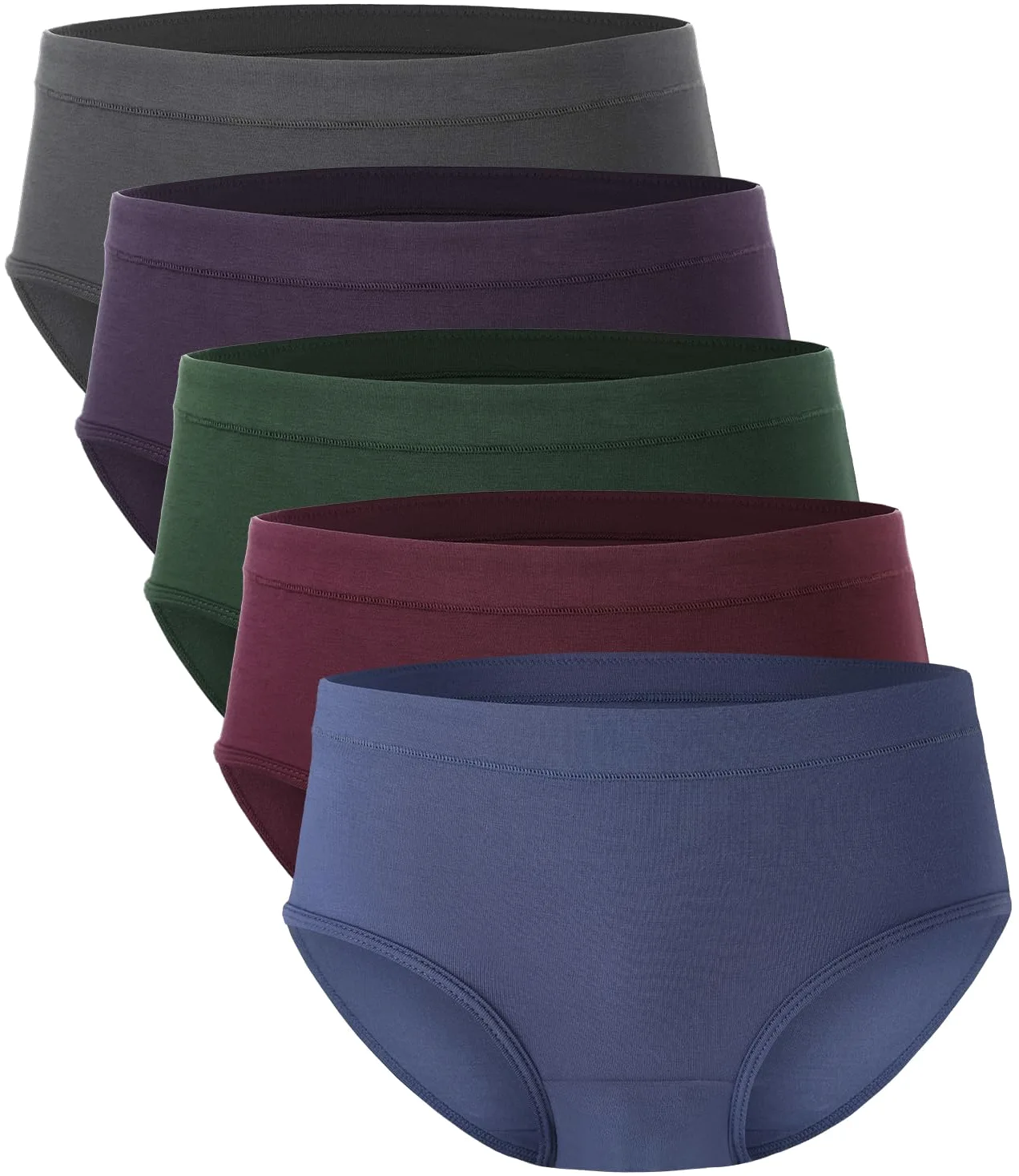 BAMBOO COOL Ropa interior para mujer, calzoncillos que absorben la humedad, bragas suaves y transpirables, cintura media, paquete de 5