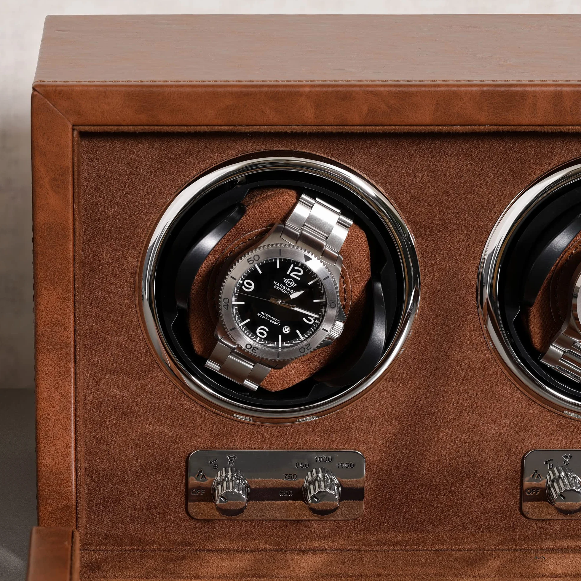 ROTHWELL Bobinador triple relojes automáticos motor silencioso múltiples velocidades ajustes rotación bronceado marrón