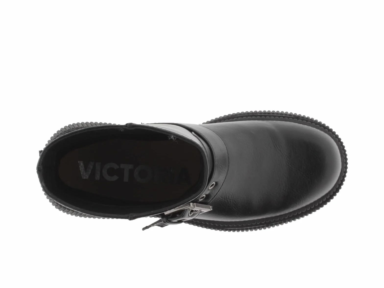 victoria Botines Dublín Efecto Piel Negro Monocromo & Suela Gruesa & Correa 1301105 para Mujer