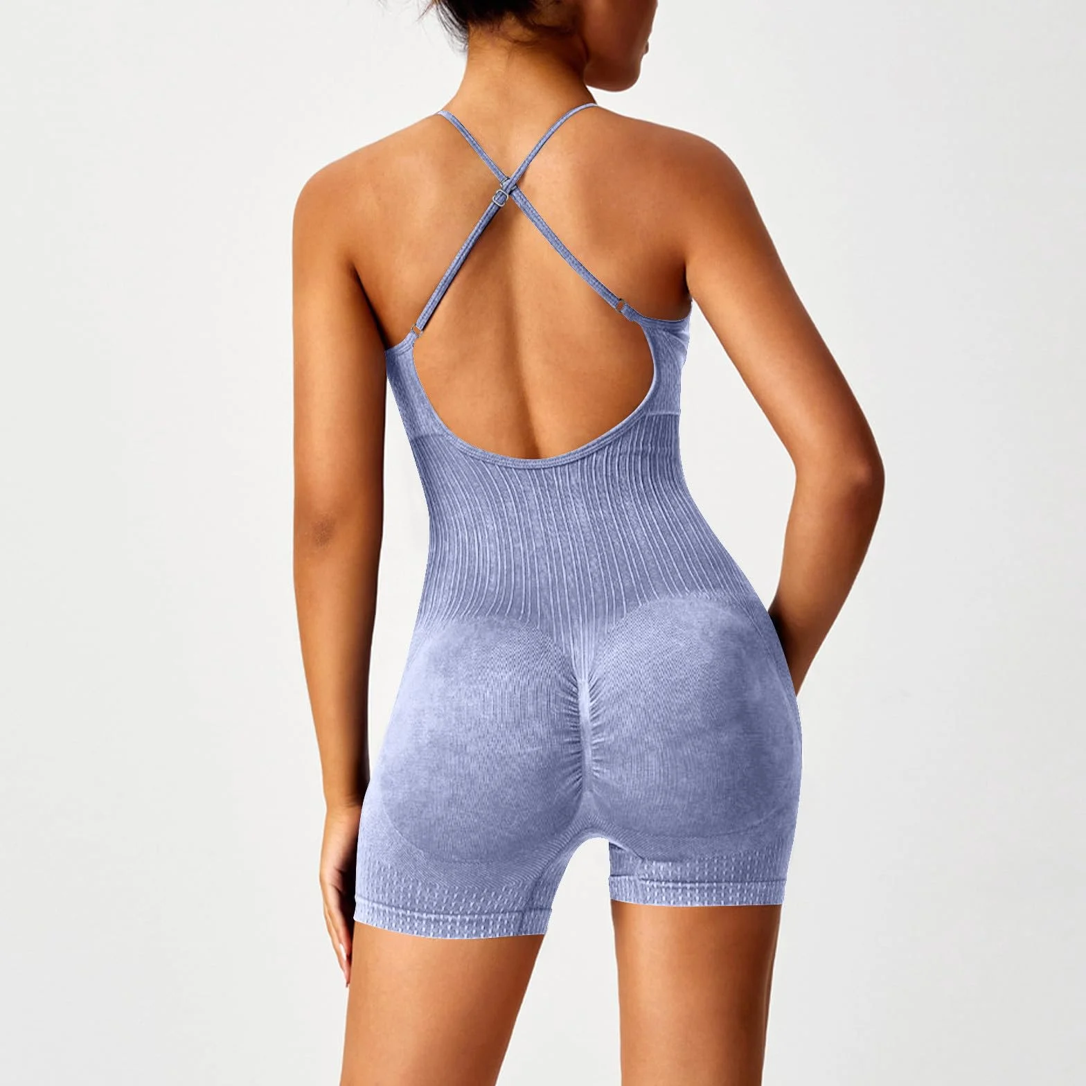 Mono Corto Deportivo Mujer sin Costuras Jumpsuit Sexy Elástico Overol Yoga Fitness Romper