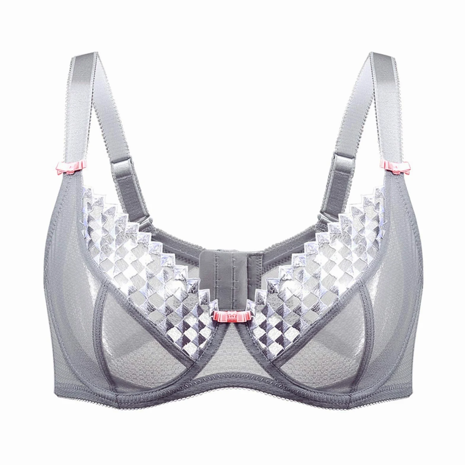 WENJUN Sujetador para mujer de talla grande, latón clásico para uso diario, con aros, sin forro (color: gris plateado, tamaño: 85 A)