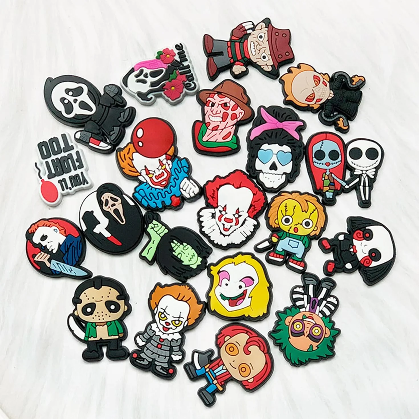 Terror Encantos del Zapato 30PCS Terrorífico tema de Halloween Zapato Decoración Croc Charms para Niñas Mujeres Niños Adultos, Regalo para Fiesta de Cumpleaños
