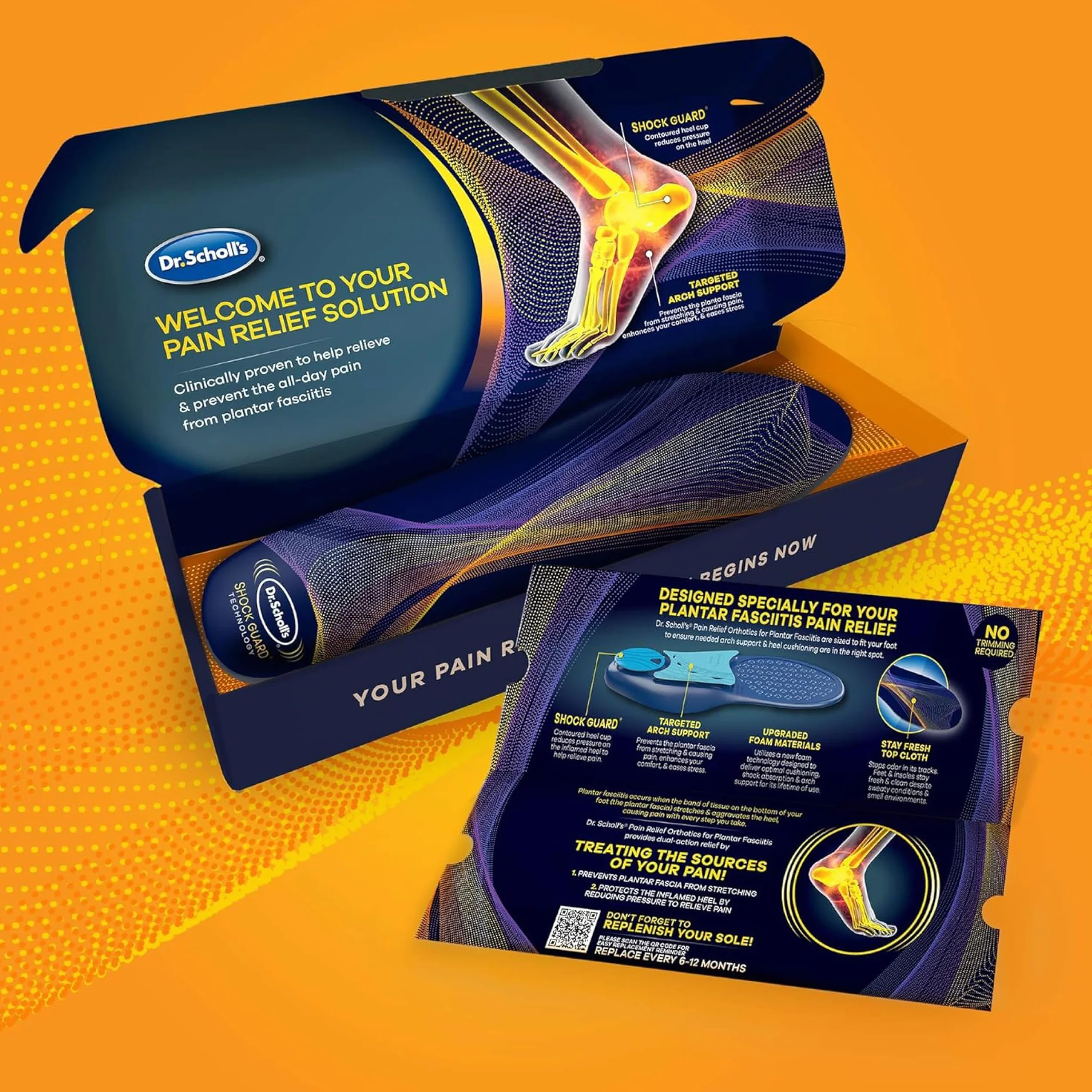 Dr. Scholl's Plantillas de alivio del dolor para fascitis plantar // Inserciones de zapatos con soporte para arco para hombre y mujer