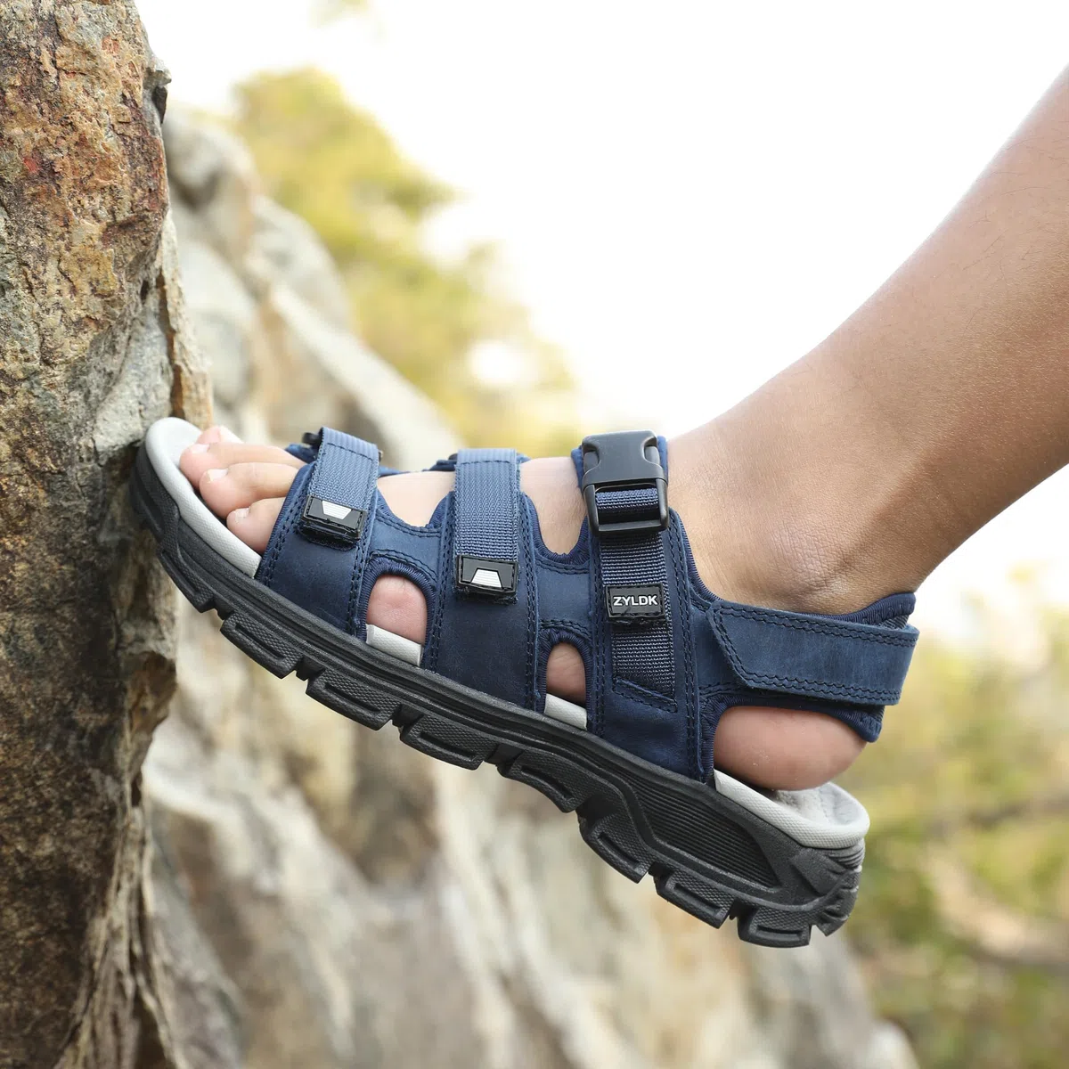 Sandalias Trekking Hombres Deportivas Verano Exterior Senderismo Zapatos con Punta Abierta Cuero Sandalias de Playa