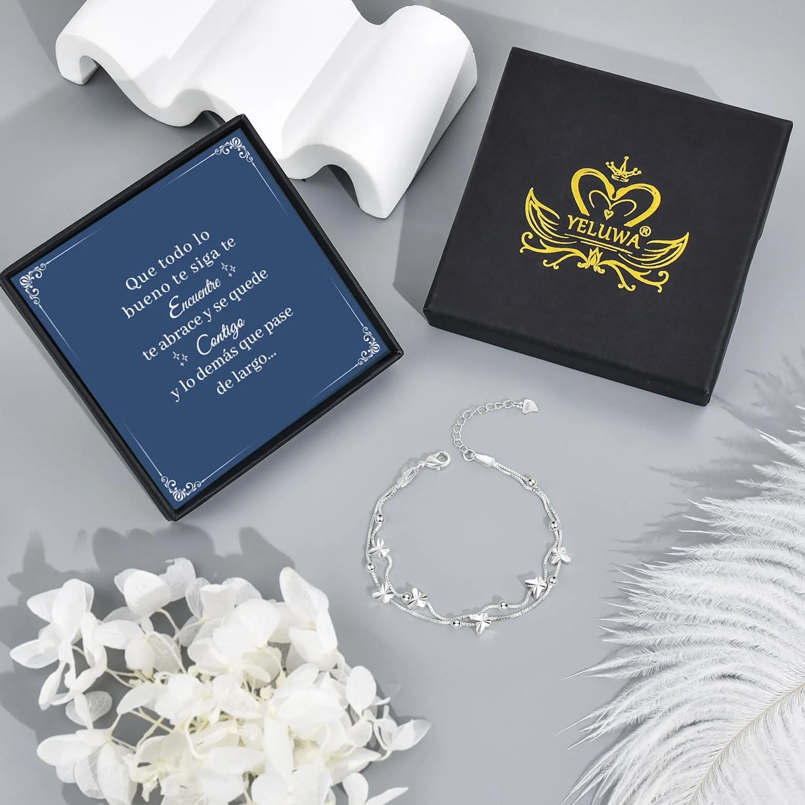 YELUWA Pulsera Plata Mujer Regalo Originales para Mujer Madre Cumpleaños Amiga Navidad