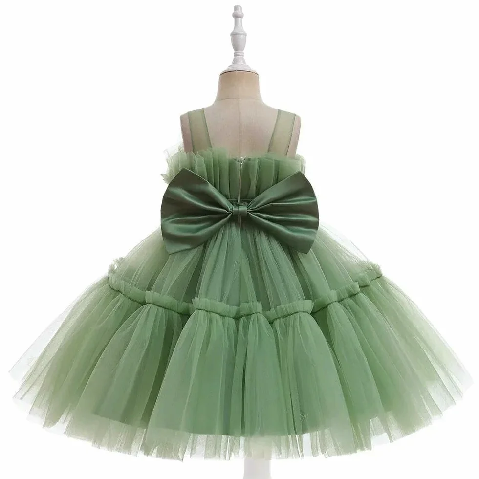 SYJYM Vestido de Fiesta con Volantes para niñas pequeñas, Elegante y Esponjoso, de Noche, de Princesa, para cumpleaños, para niñas, Boda, Disfraz Infantil