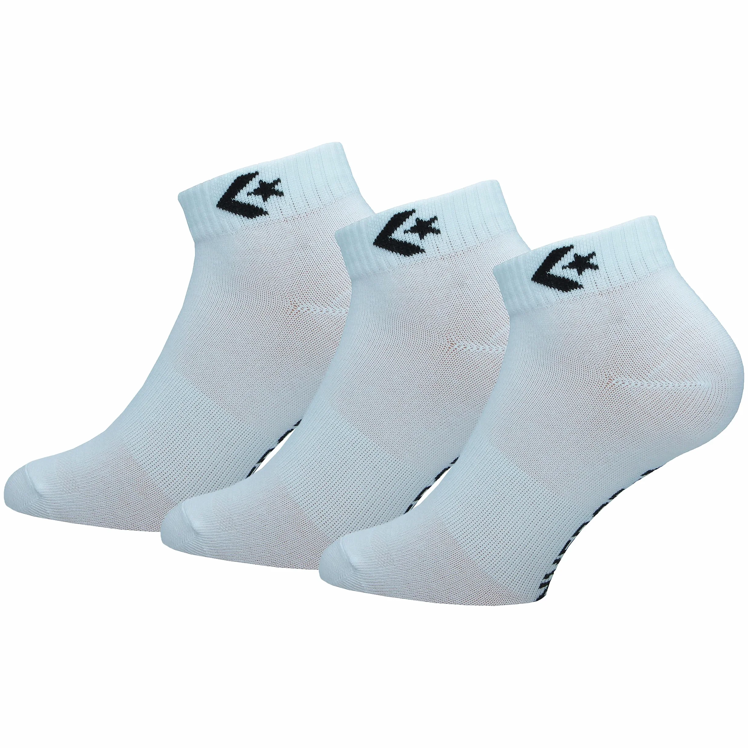 Converse 3 Pares Calcetines Quarter - Soporte Arco Plantar - Poliéster - Unisex (Blanco, 39-42)