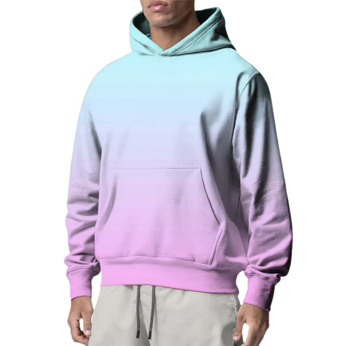 Sudaderas Hombres con Capucha Sudadera De Manga Larga Degradada Holgada Estilo Informal para Hombre Llavero Yoga (Pink, L) Ropa Running Moto Protecciones Chaqueta Entretiempo Proteccion