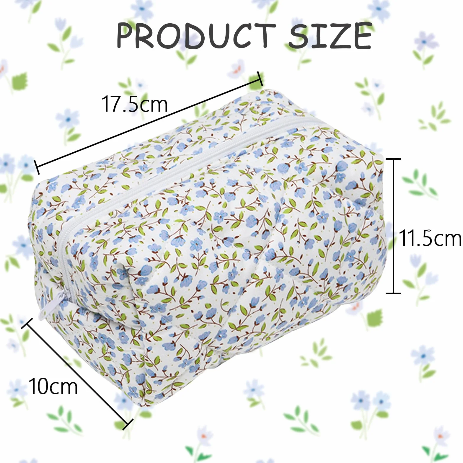Aucuu Bolsa de cosméticos de Viaje, Bolsa de Maquillaje para Mujer, Bolsa de Aseo Acolchada para Mujer, Bolsa de cosméticos de Gran Capacidad, Bolsa de Maquillaje de algodón con Estampado Floral
