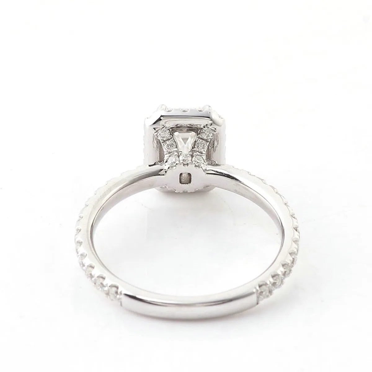 Anillos de oro blanco de 18 quilates para mujer oro 1/2/3 quilates de corte rectangular blanco moissanite elegante anillo de compromiso
