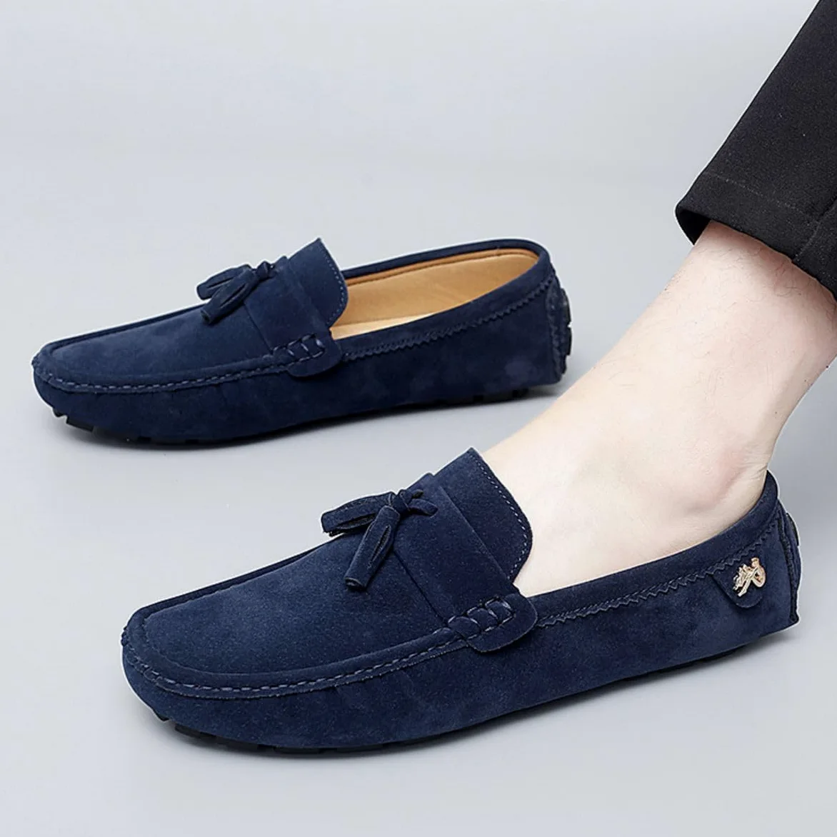 Hombres Elegante Hebilla Mocasines Comodidad Ante Zapatos de Conducir Estiloso Pantuflas Holgazanes Slip On Verano Plano Cuero Zapatos de Conducción 38-49 EU