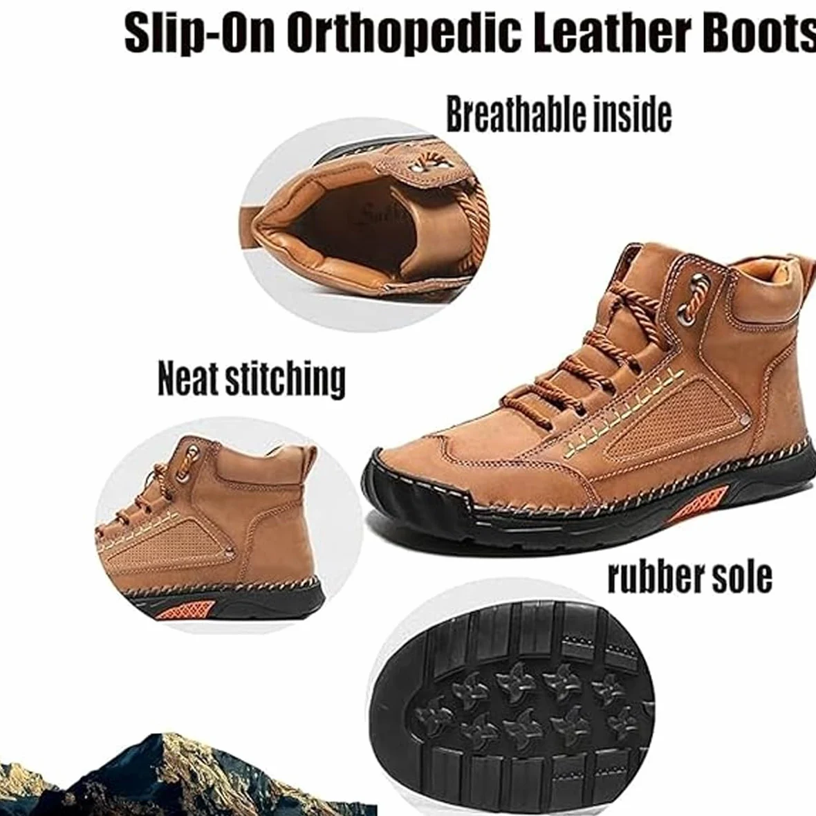 Zapatos ortopédicos de cuero hechos a mano para mujer, cómodos, antideslizantes, con soporte de arco para mujer, impermeables, zapatos de senderismo al aire libre, zapatos ortopédicos suaves para