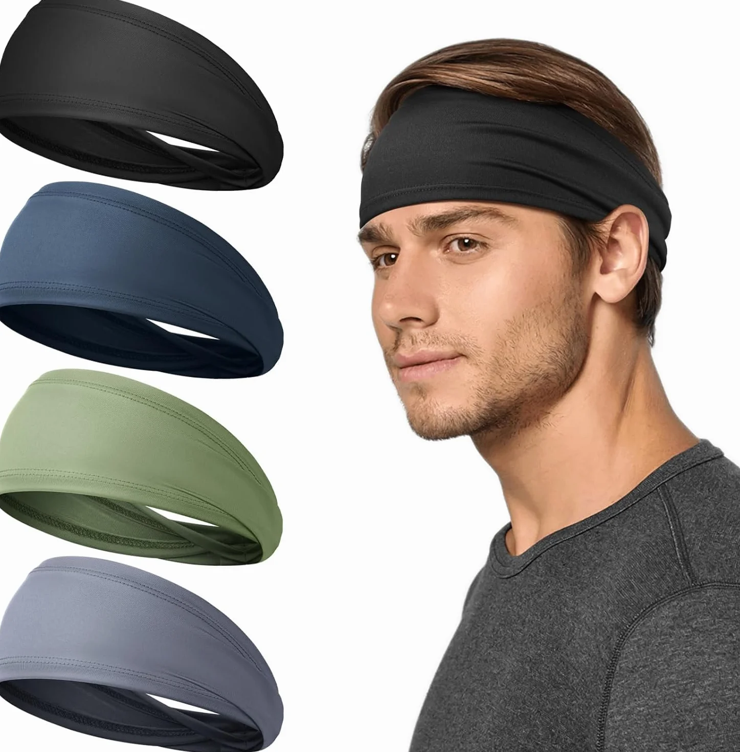 Cinta Pelo Deporte 4 Pcs Diadema Hombre Antiscivolo Elástico Headband Accesorios Running