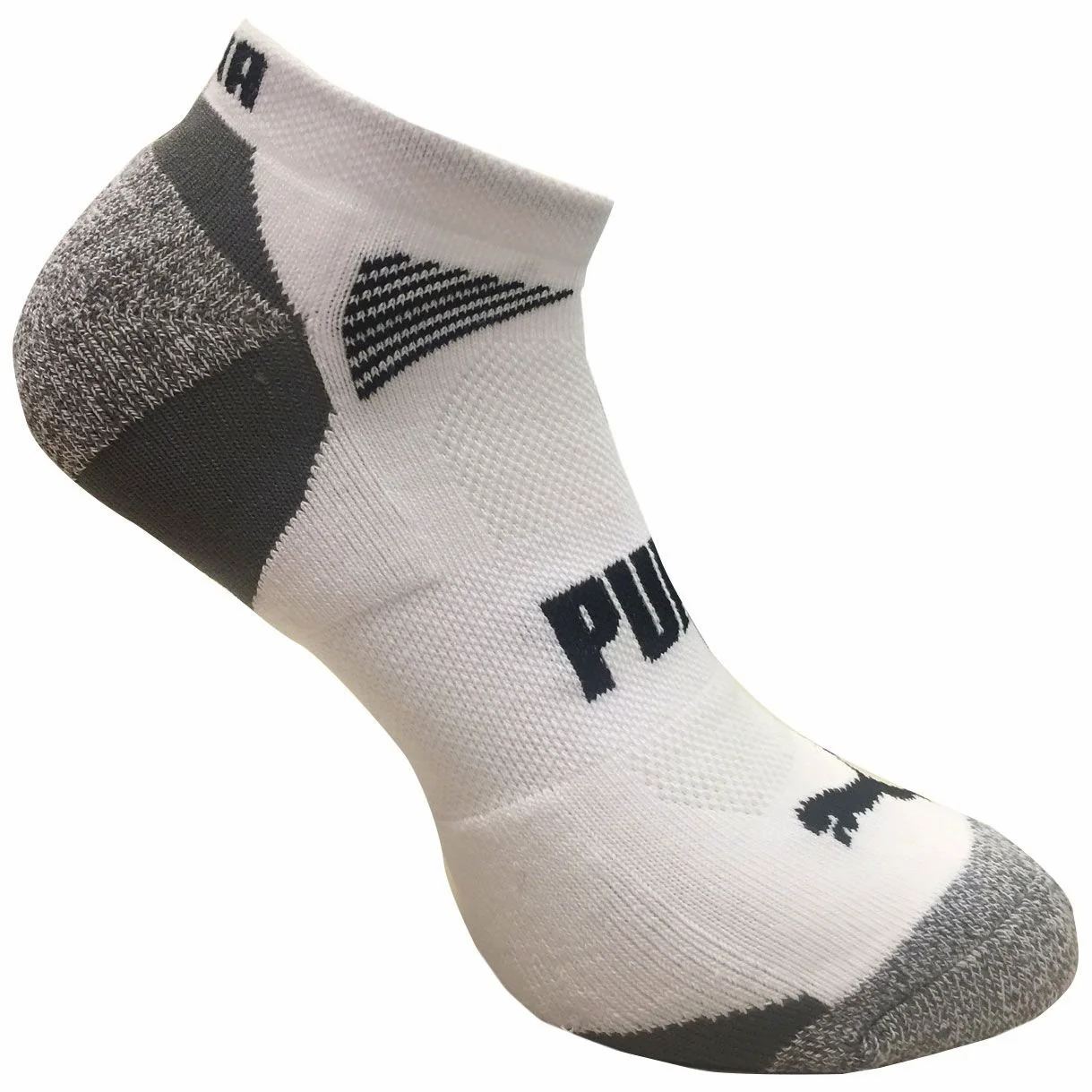 Puma de los hombres corte bajo todos los deporte no show calcetines, Blanco/Gris